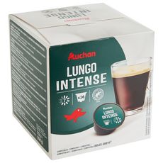 AUCHAN Capsules de café lungo intense compatible Dolce gusto 16 capsules 112g