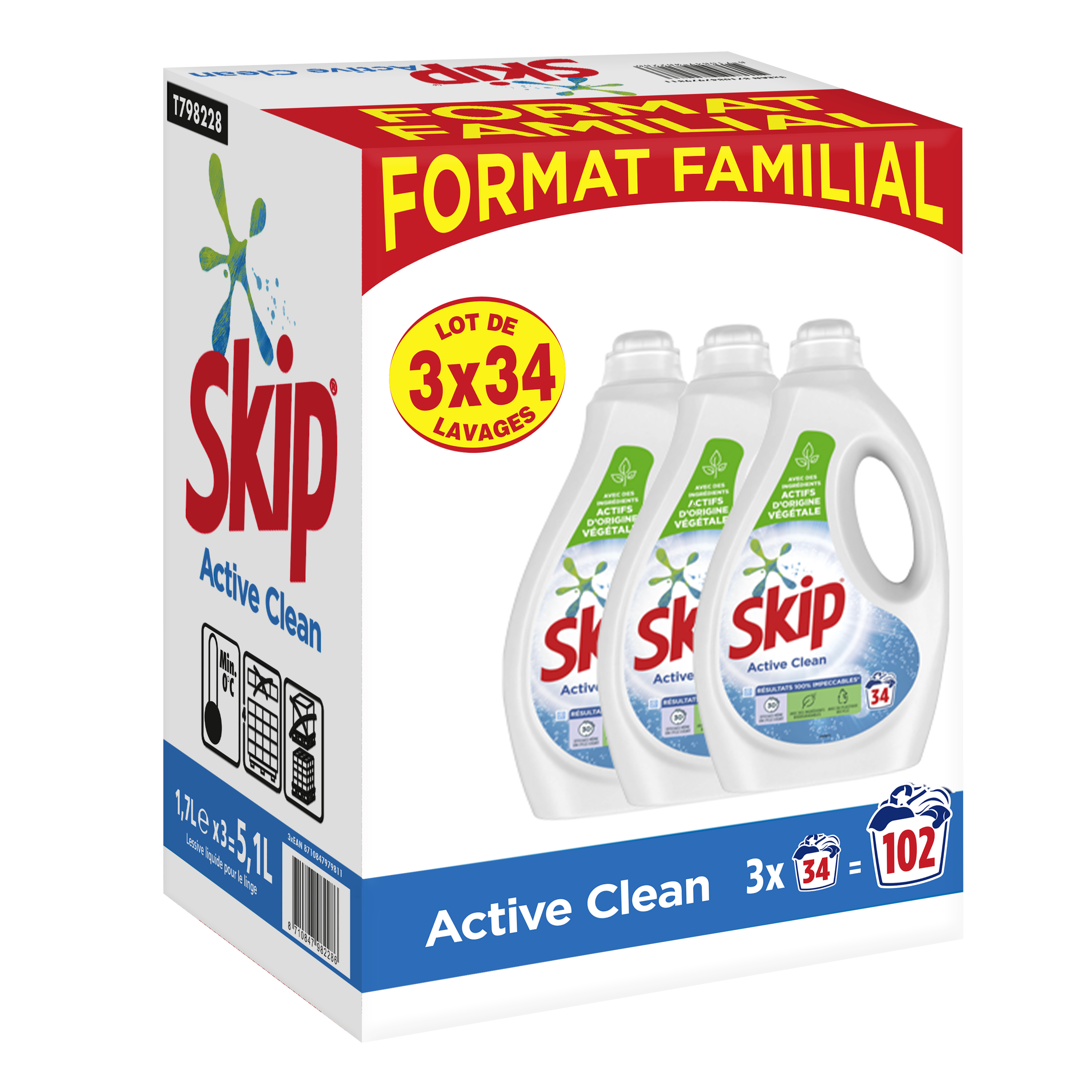 SKIP Lessive Liquide Active Clean x185, Résultat…