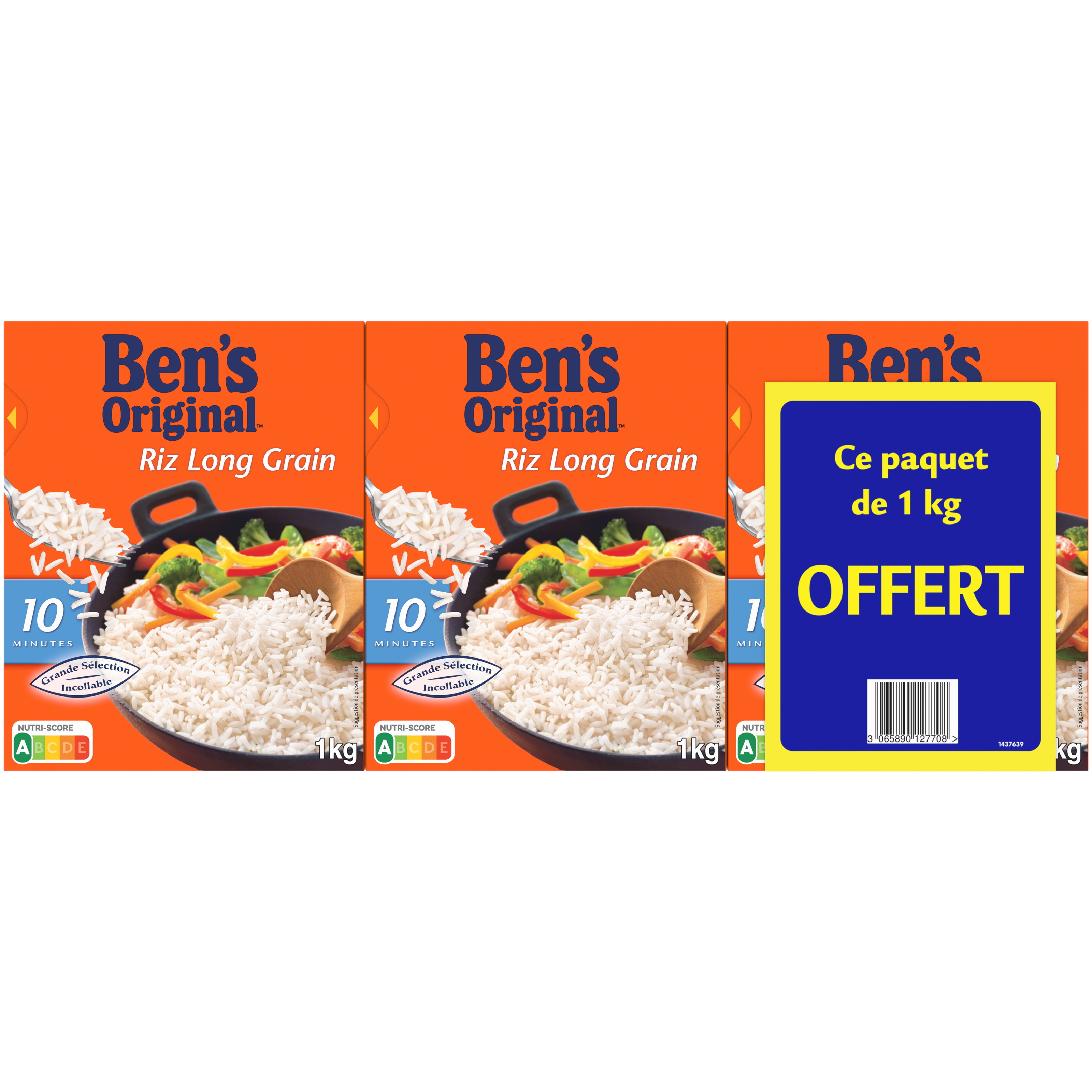 BEN'S ORIGINAL Riz long grains en vrac 2kg+1 offert pas cher