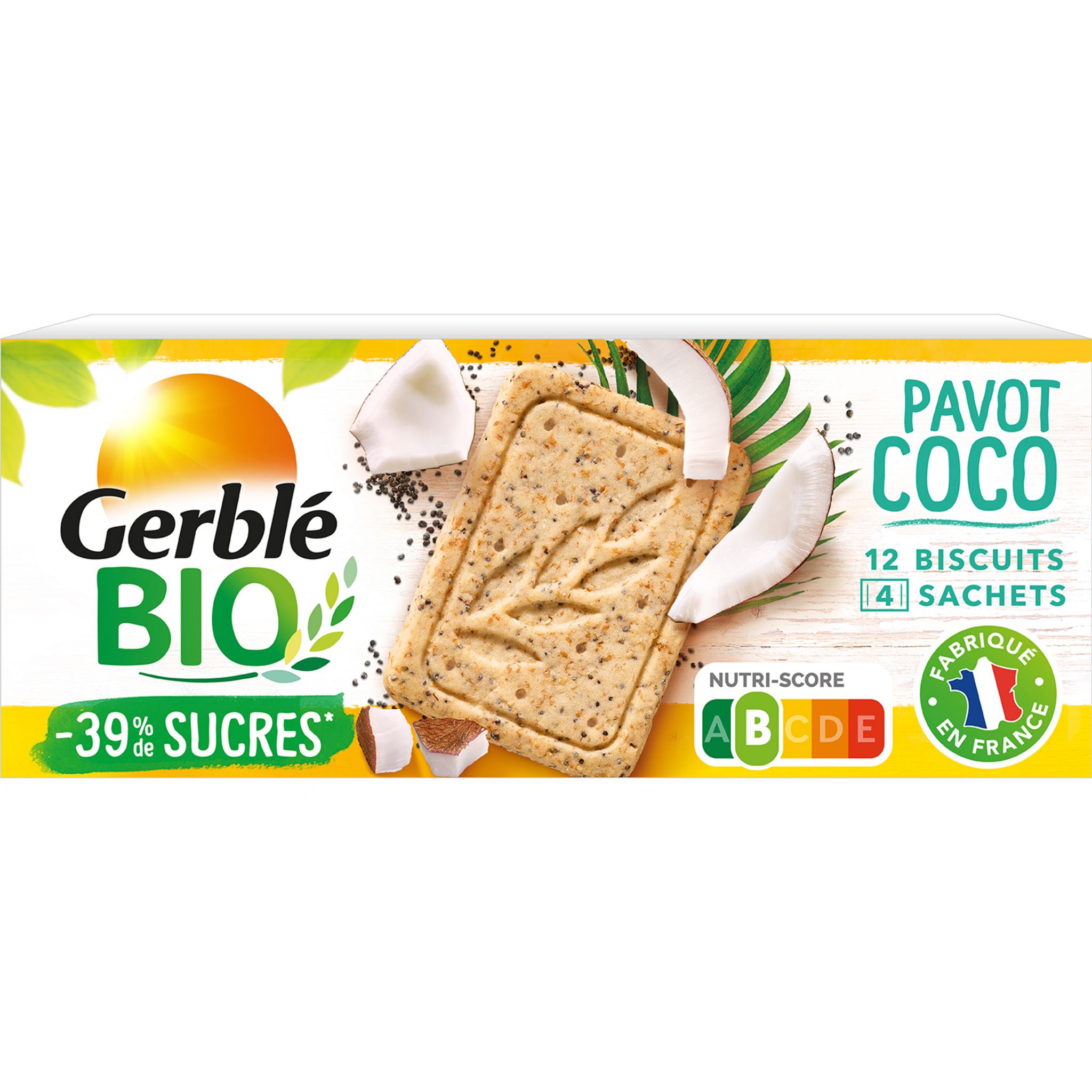 GERBLE Biscuits fourrés cacao sans sucres sachets fraîcheur 4x3 biscuits  185g pas cher 