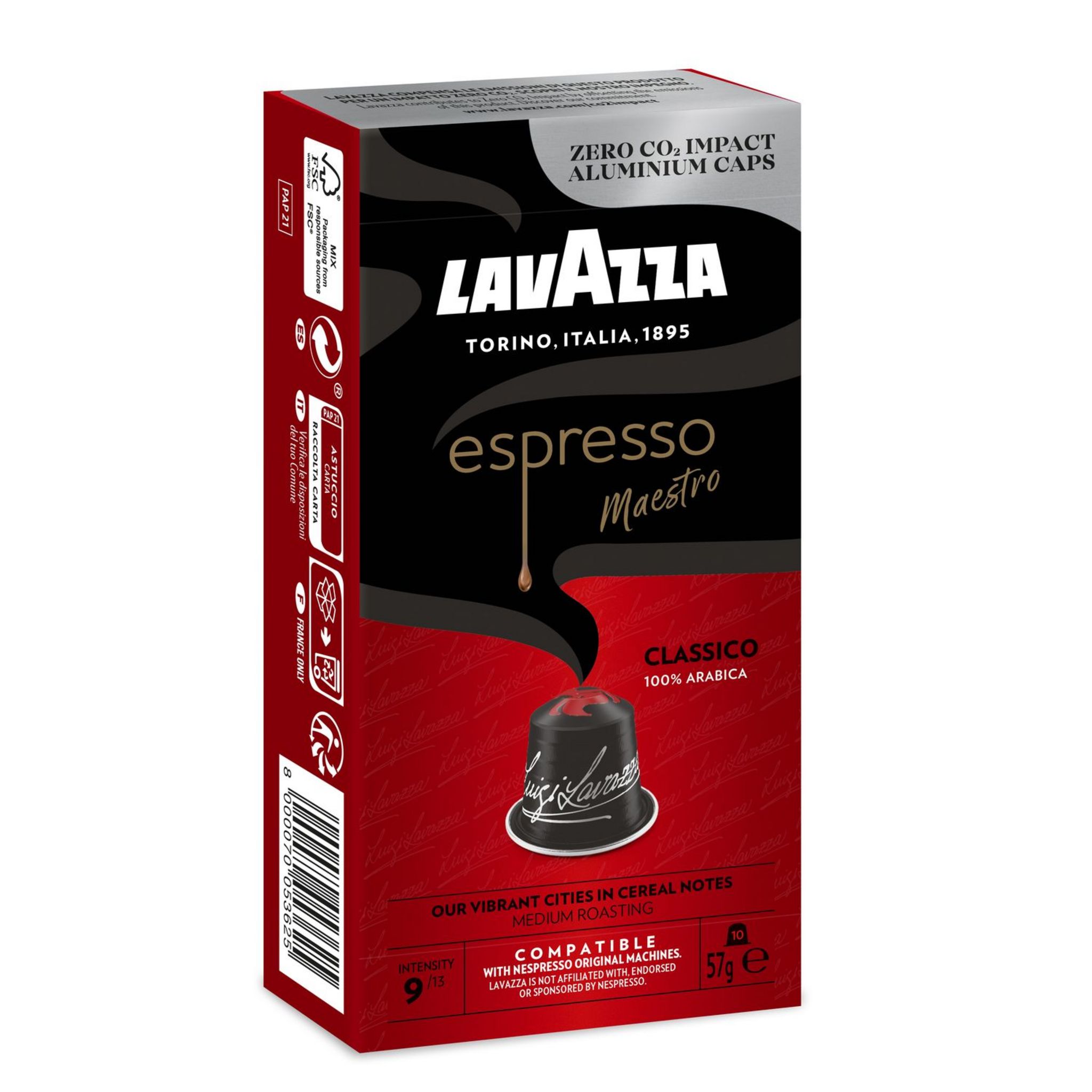 AUCHAN Capsules de café Espresso classico intensité 8 compatibles Nespresso  10 capsules 52g pas cher 