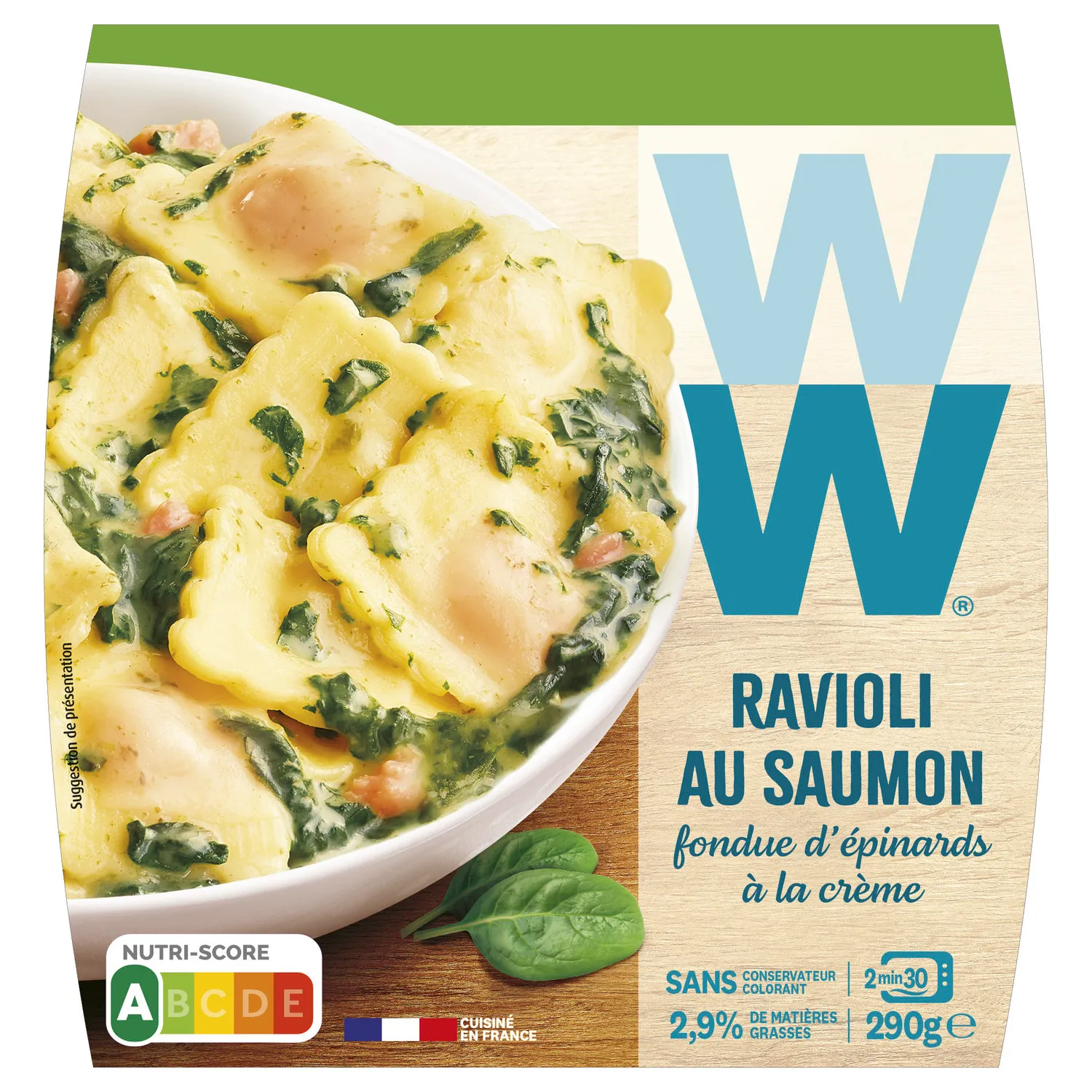 Ravioli au Saumon, Fondue d'épinards à la crème - WW - 290 g