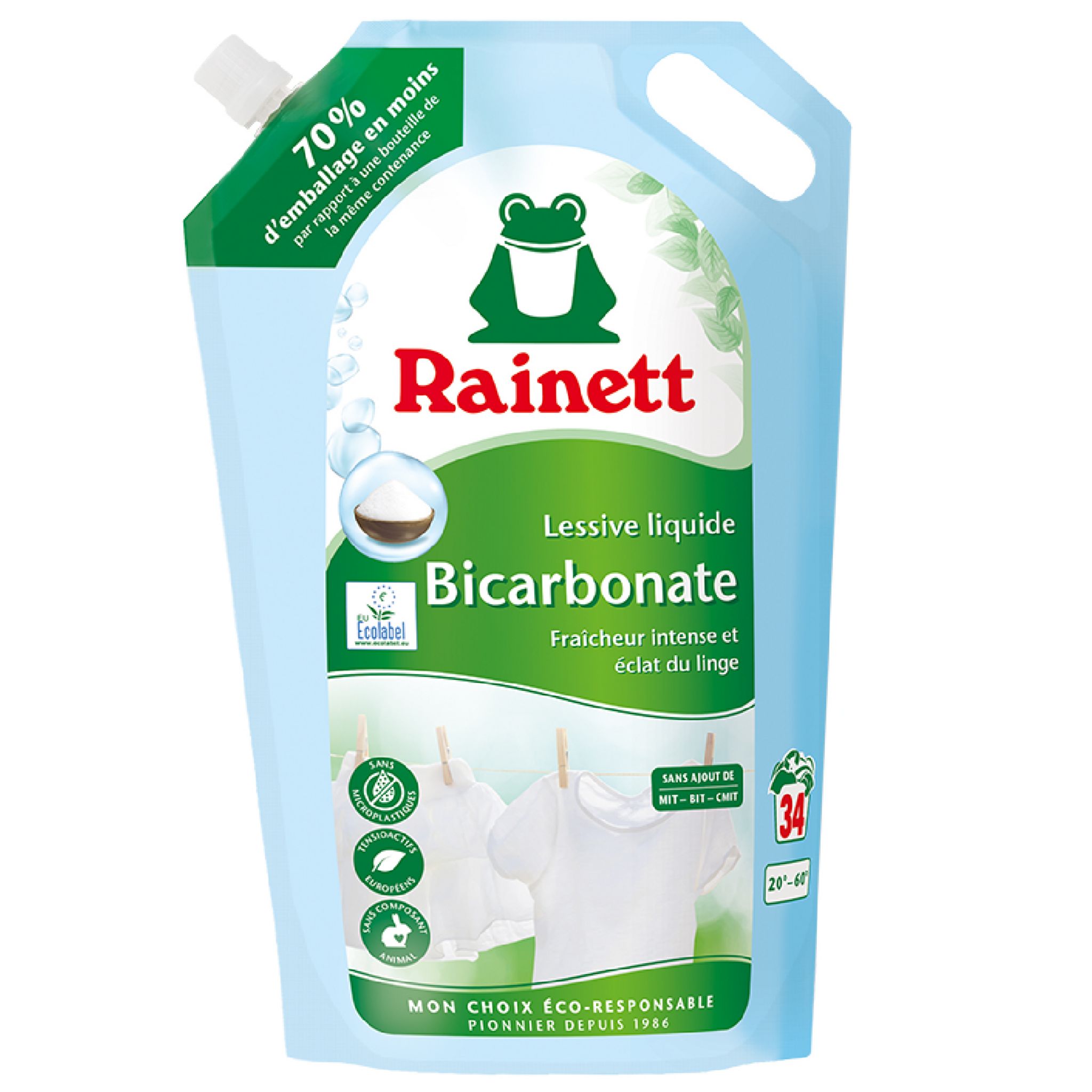 Rainett - Pack de 8 Rainett liquide vaisselle Ecolabel Concentré  Bicarbonate Edition Océans 500 ml