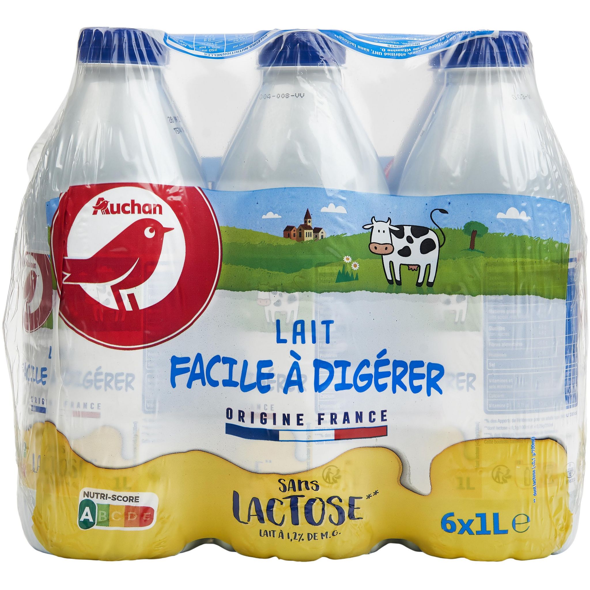 LACTEL Matin léger lait sans lactose bio UHT 6x50cl 