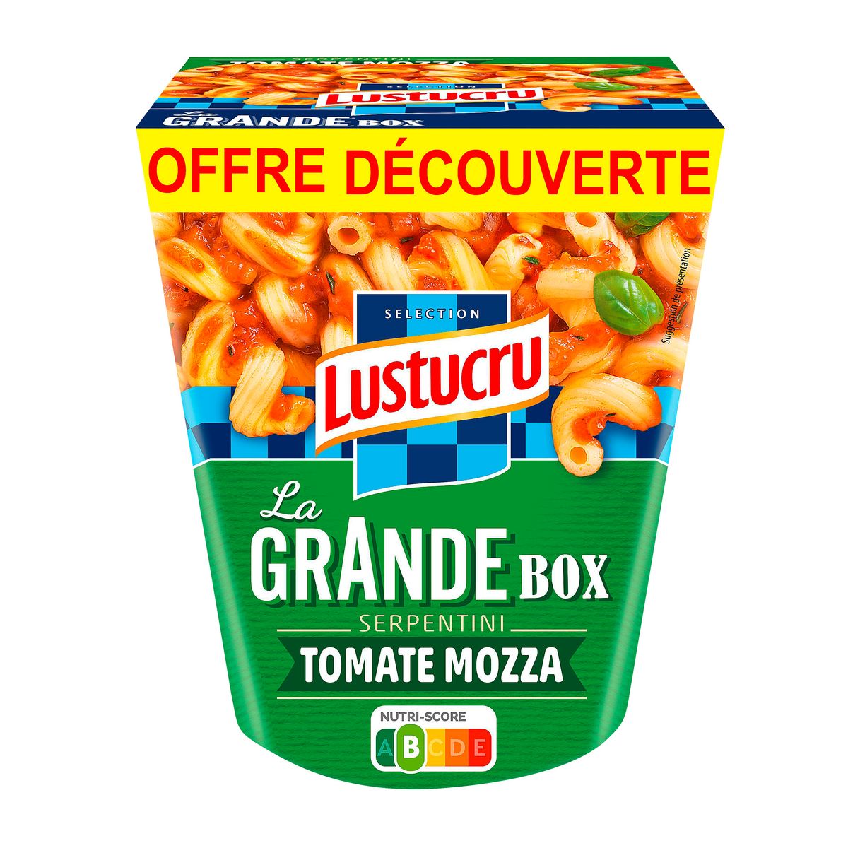 LUSTUCRU Box pâtes serpentini tomate mozza 1 portion 360g pas cher