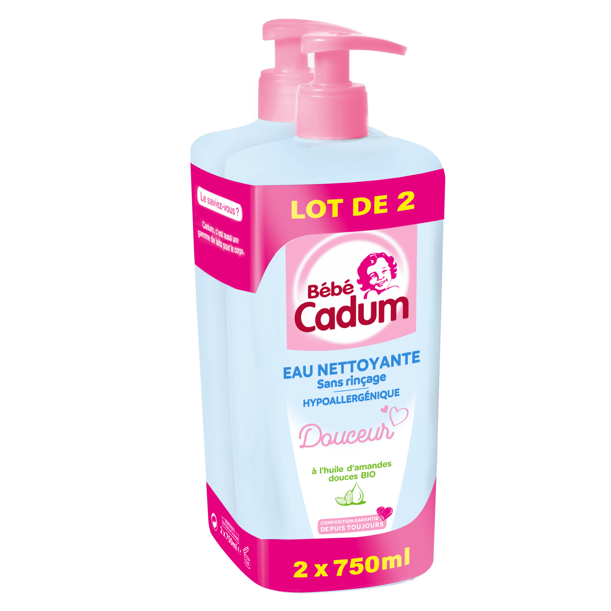 AUCHAN BABY Eau nettoyante pour bébé 750ml pas cher 