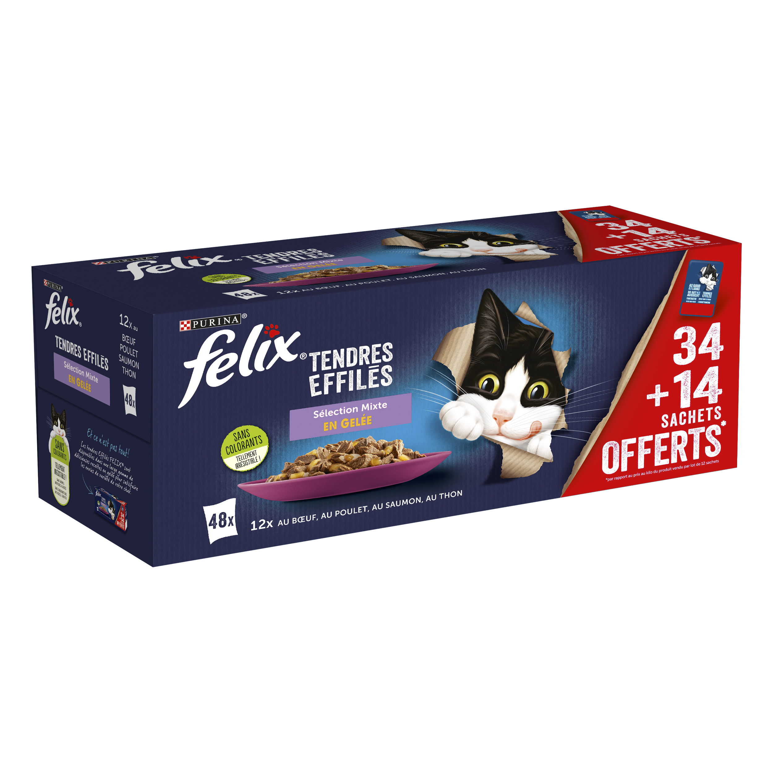 Félix Pâtée pour chat adulte tendres effilés en gelée avec légumes