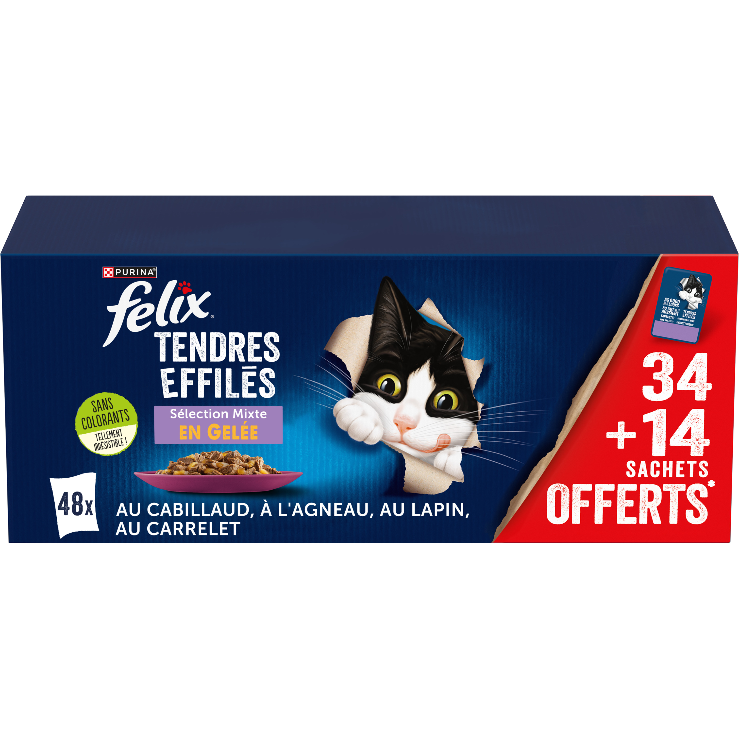 Felix Aliment Chat Tendres Effilés Sélection Mixte en Gelée 12x85g