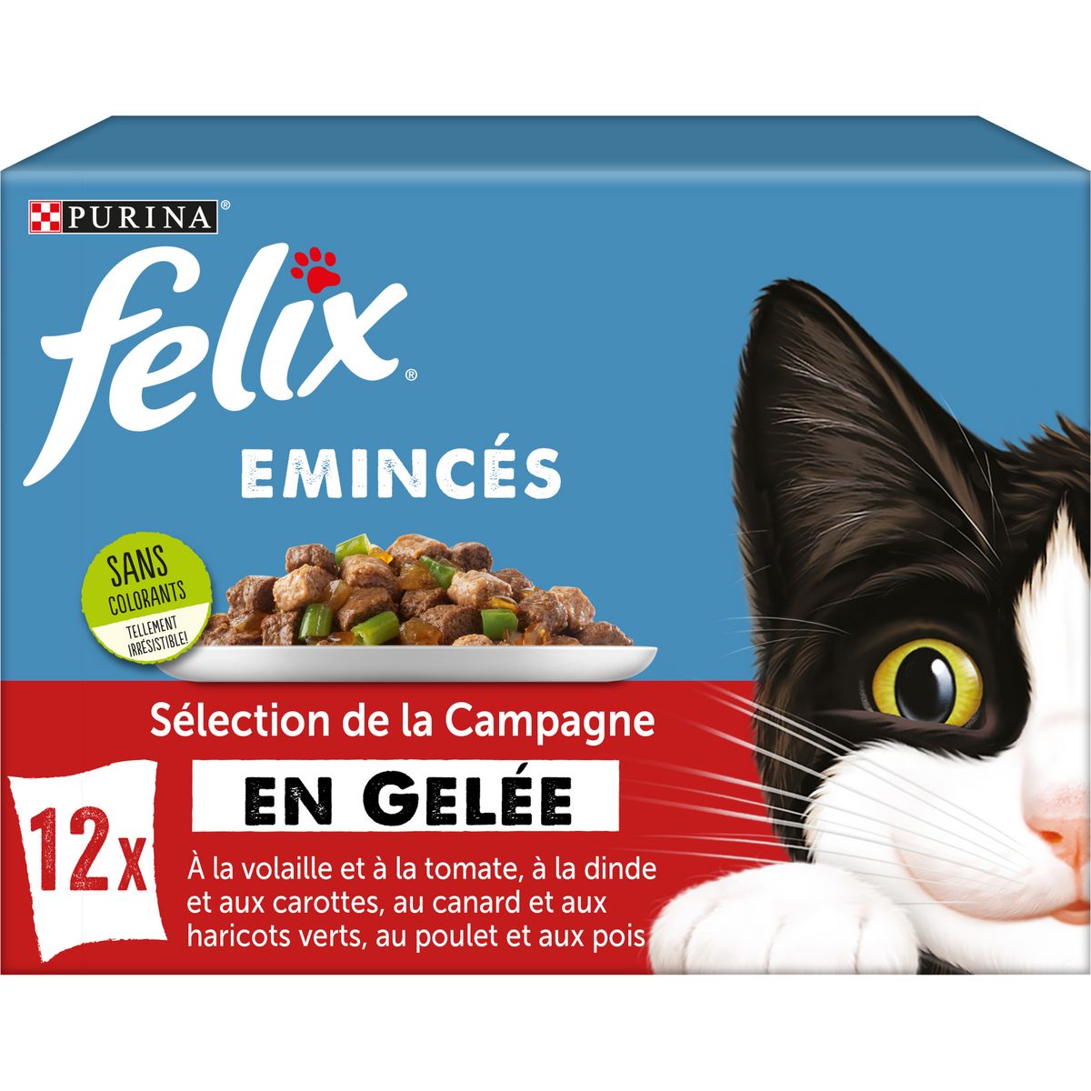 FELIX Sachets repas émincés original sélection de la campagne en gelée 12 sachets 12x85g