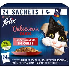 FELIX Sachets repas délicieux duos sélection mixte en gelée 24x85g