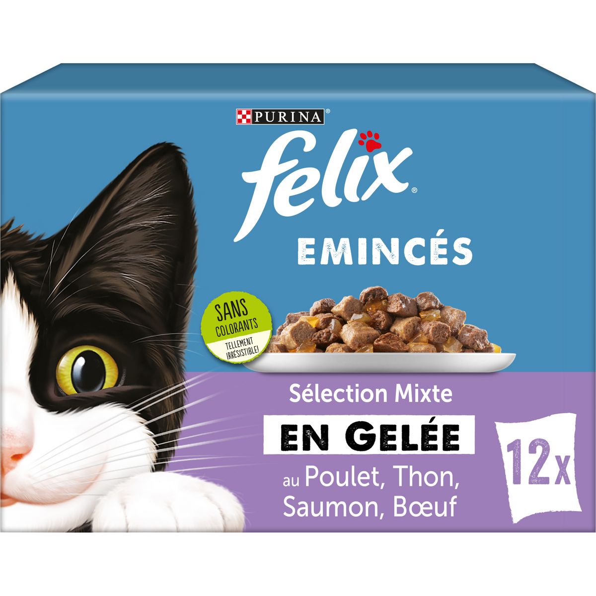 FELIX Sachets repas émincés original sélection mixte en gelée pour chat 12x85g