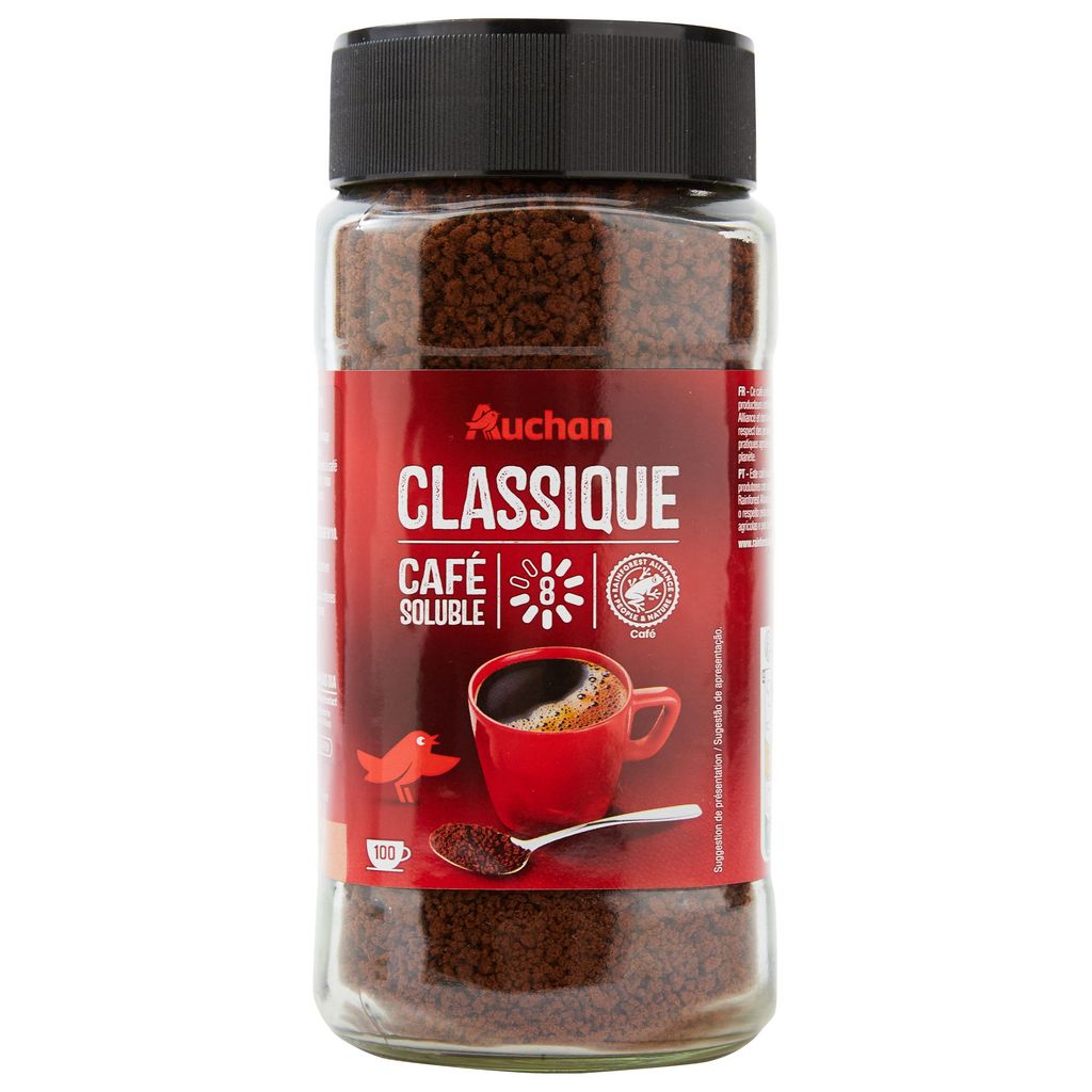 AUCHAN Café soluble classico intensité 8 200g pas cher 