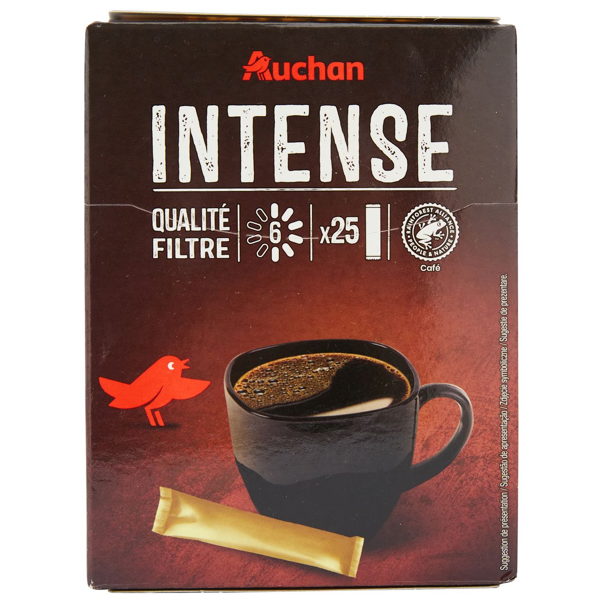 AUCHAN Café soluble intensité 4 en stick 25 sticks 50g pas cher 