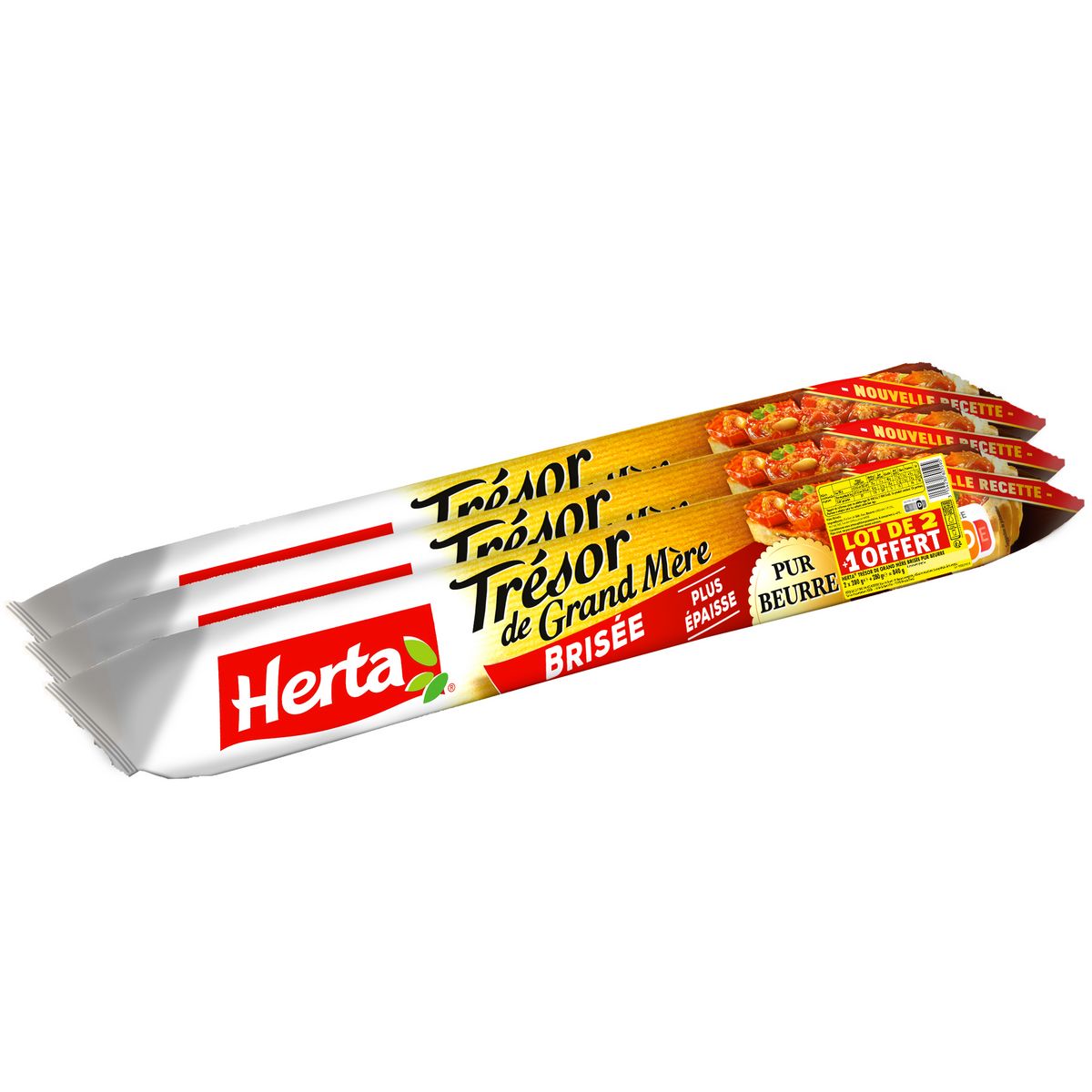 HERTA Pâte brisée pur beurre 2 +1 offertes 3x280g