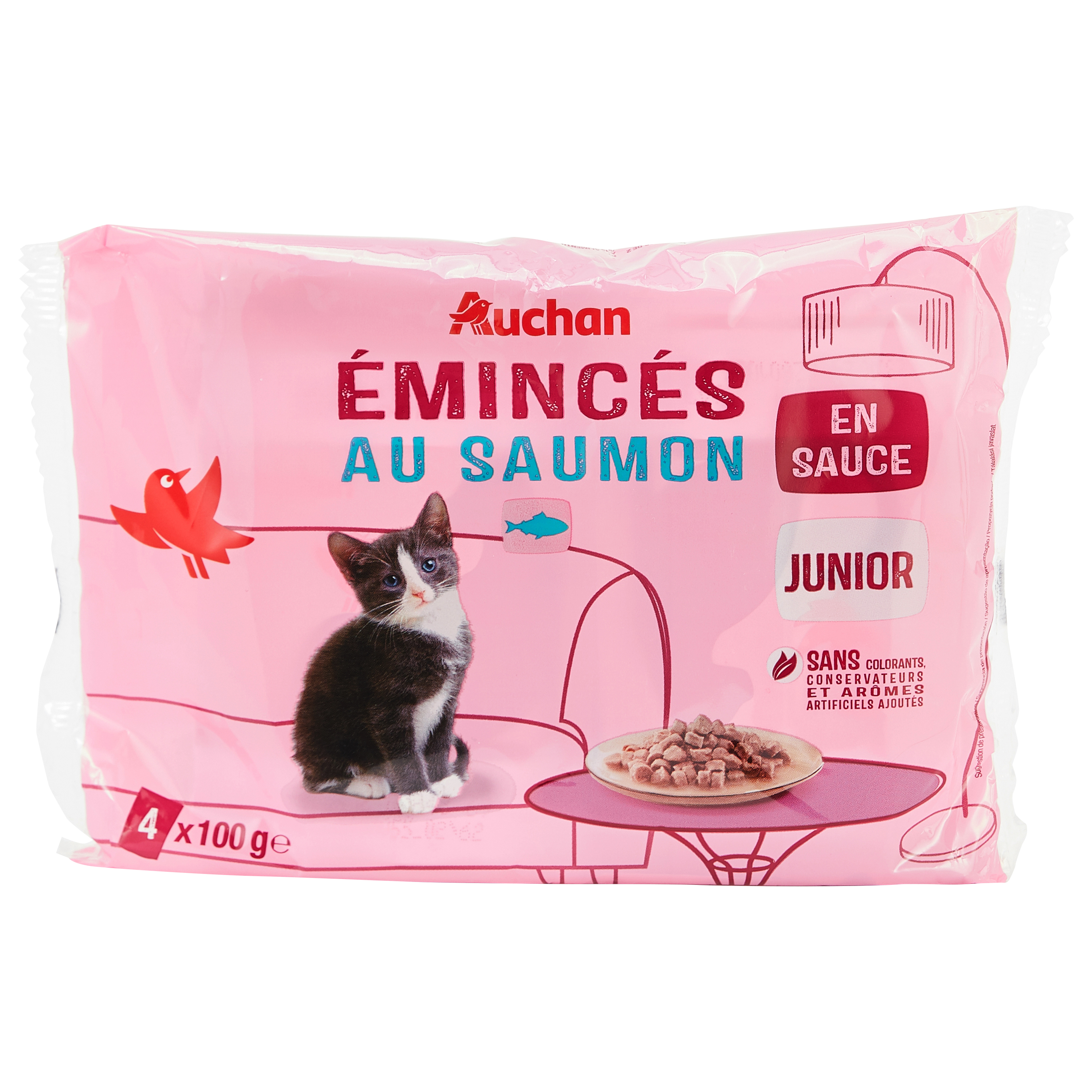 AUCHAN Emincés en gelée viandes pour chat 12x100g pas cher 