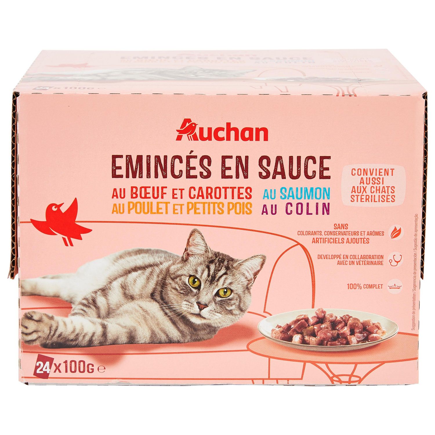 Émincés en sauce pour chats stérilisés 85g - Pet & Co