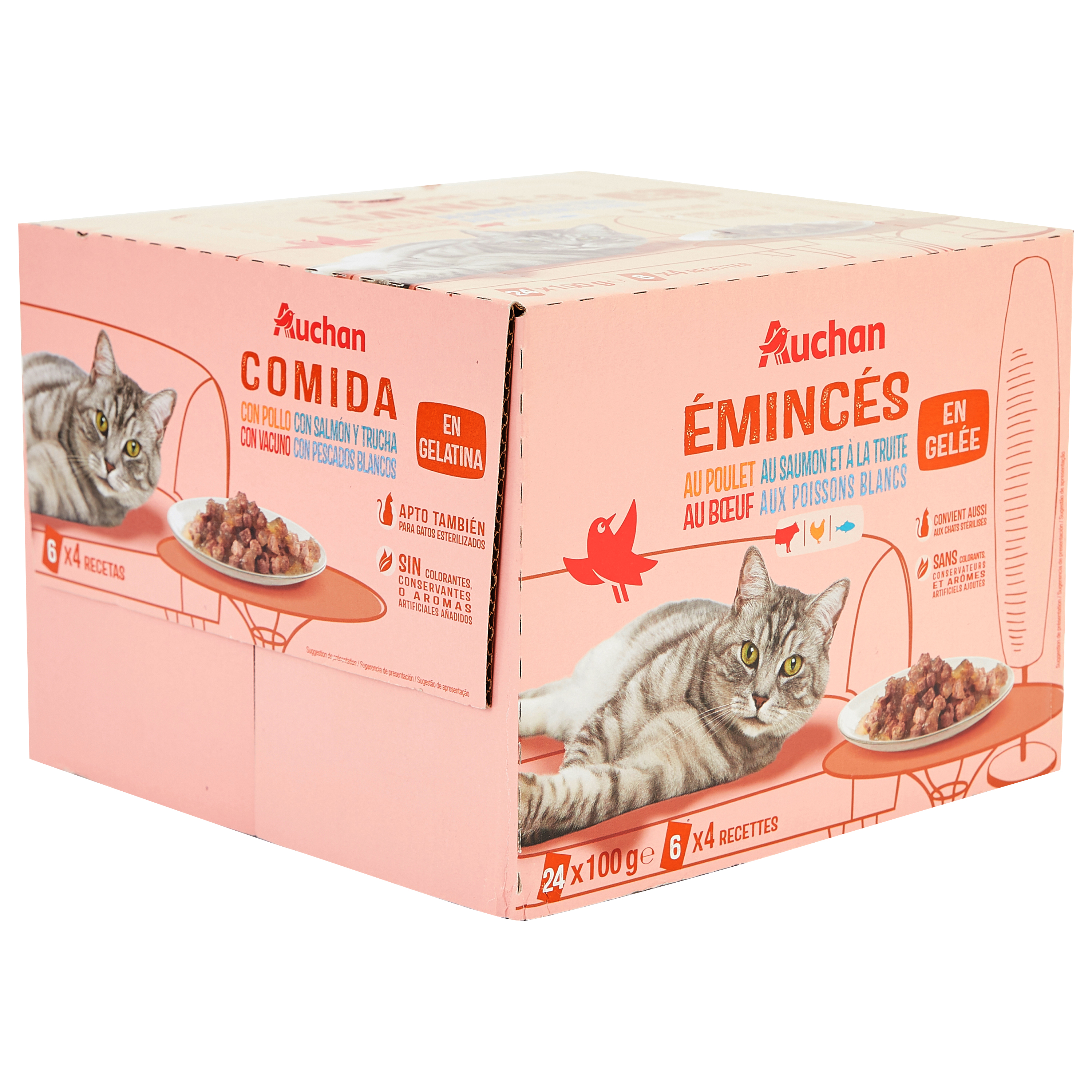 Sachets fraicheur pour chat Emincés en gelée viandes 24x100g