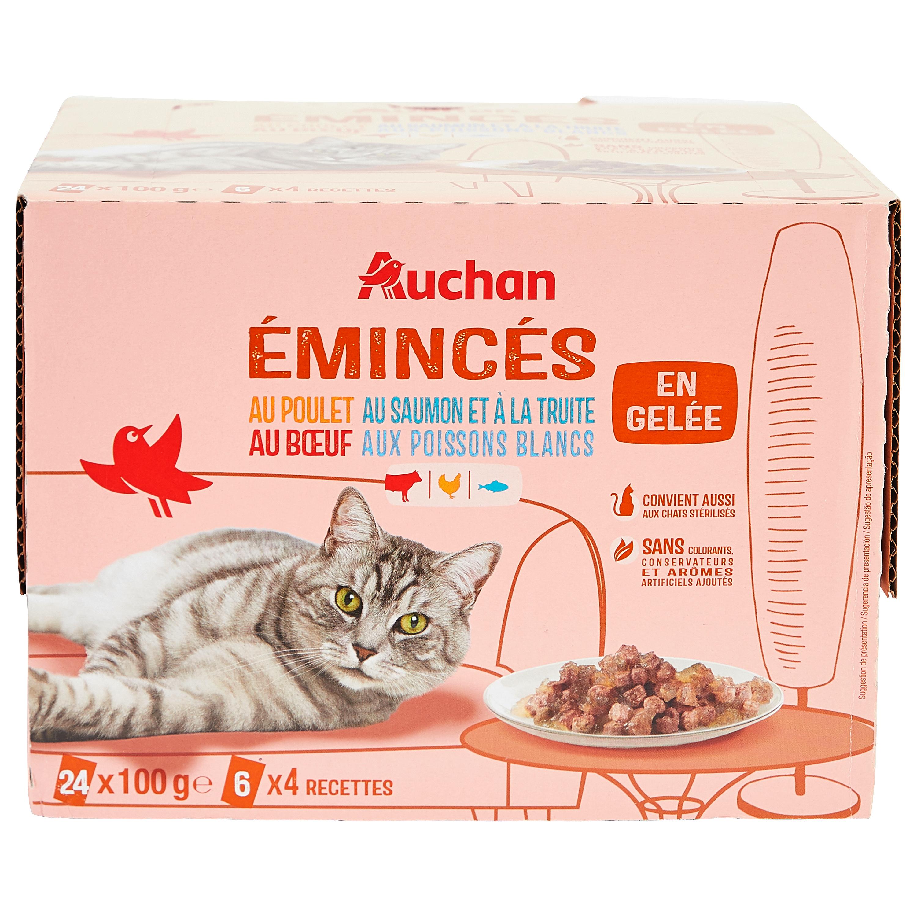 AUCHAN Adult sachets repas bouchées en sauce viandes pour chat 12x100g pas  cher 