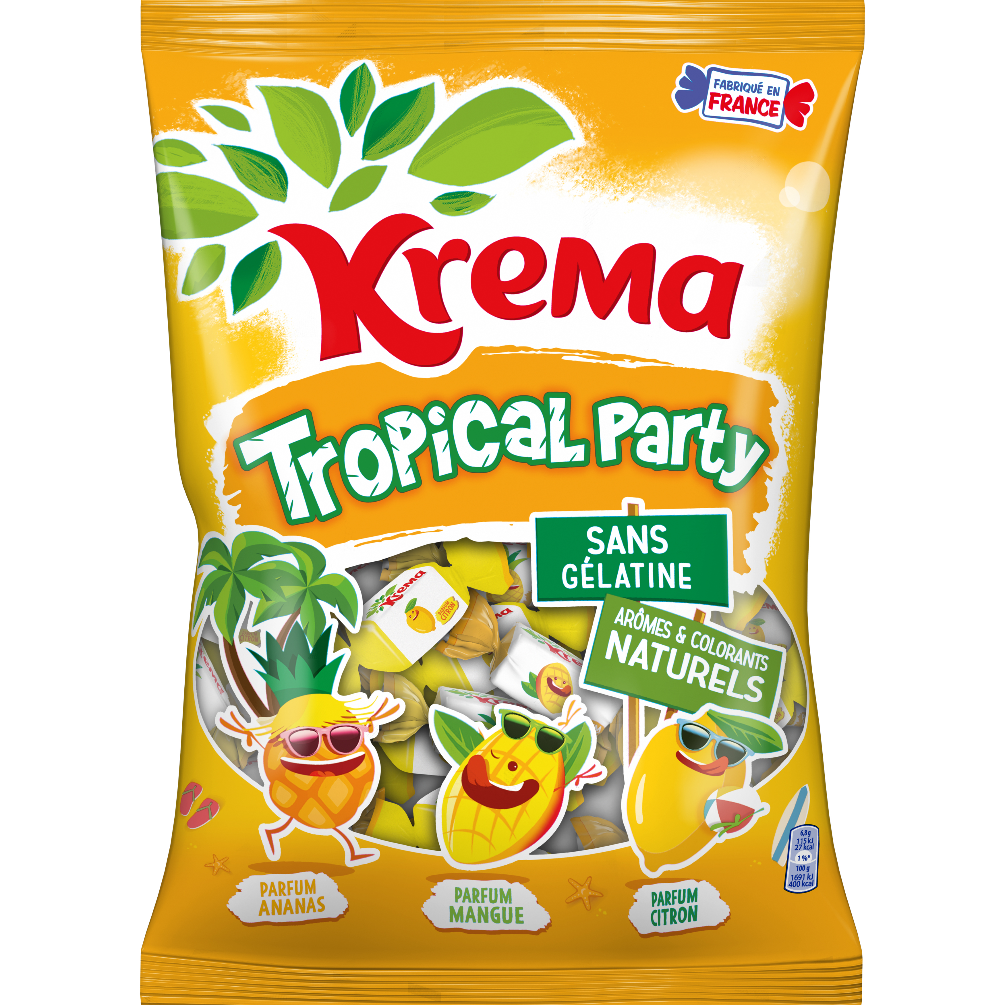 Bonbons tropical party KREMA : le paquet de 580g à Prix Carrefour