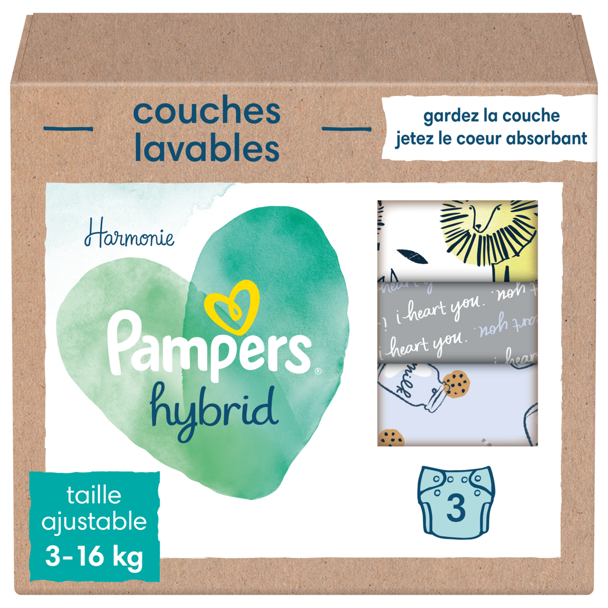 PAMPERS Hybrid couches lavables (3-16kg) 3 couches