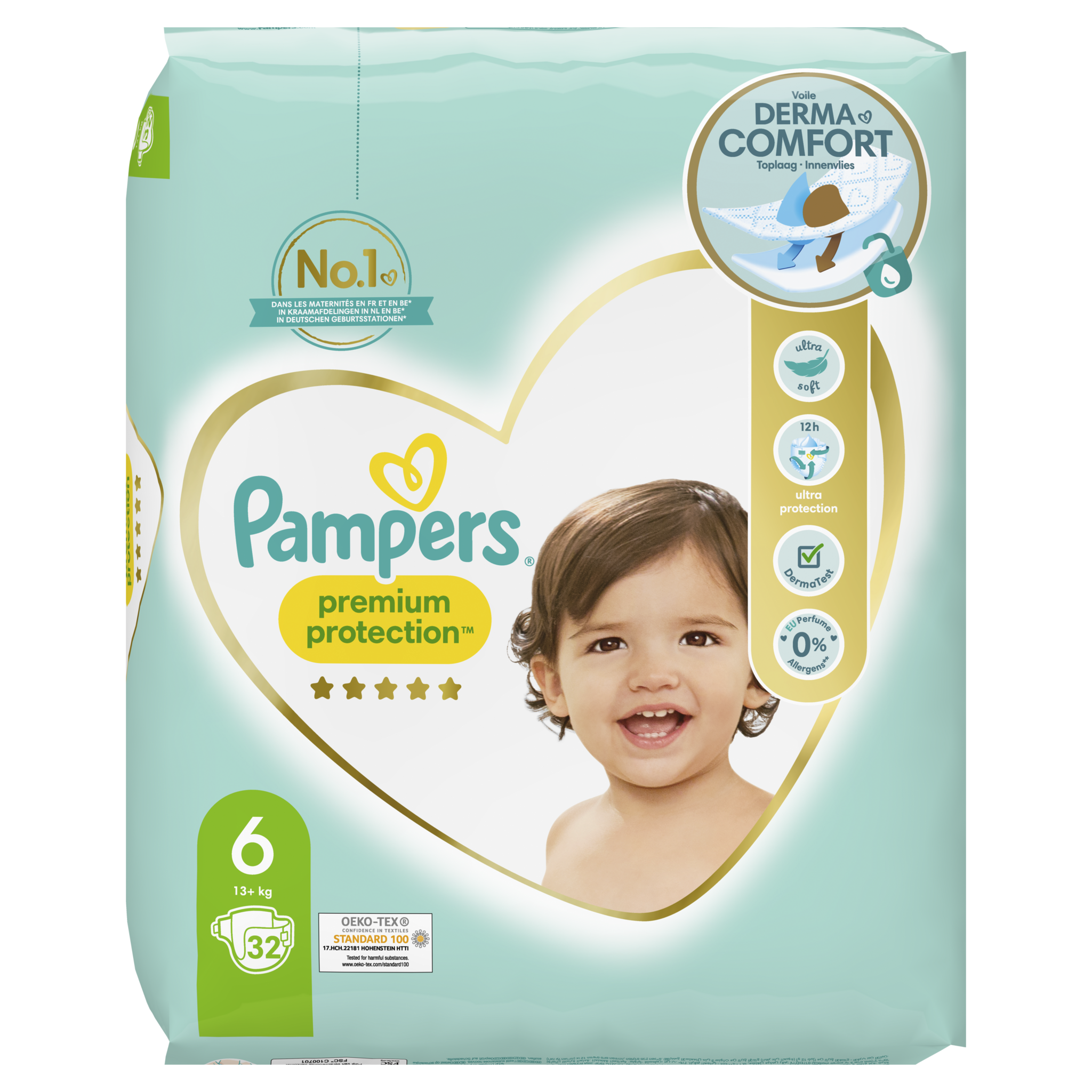 PAMPERS Premium protection couches taille 6 (+13kg) 32 couches pas cher 