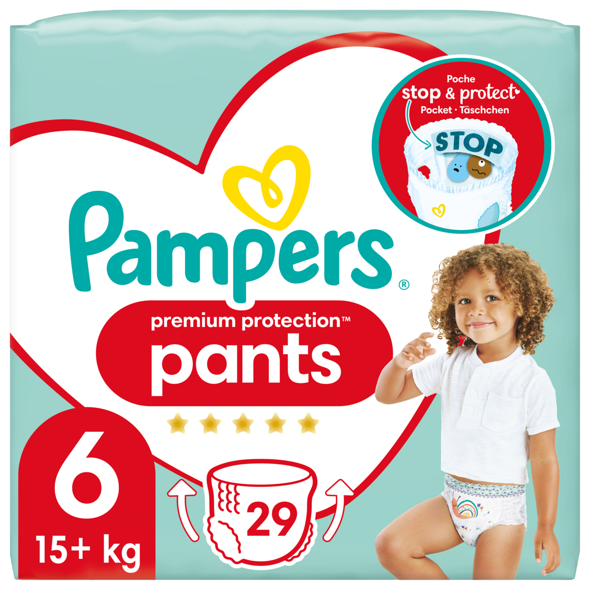 PAMPERS Premium protection pants Couches-culottes taille 6 (+15kg) 29  couches pas cher 