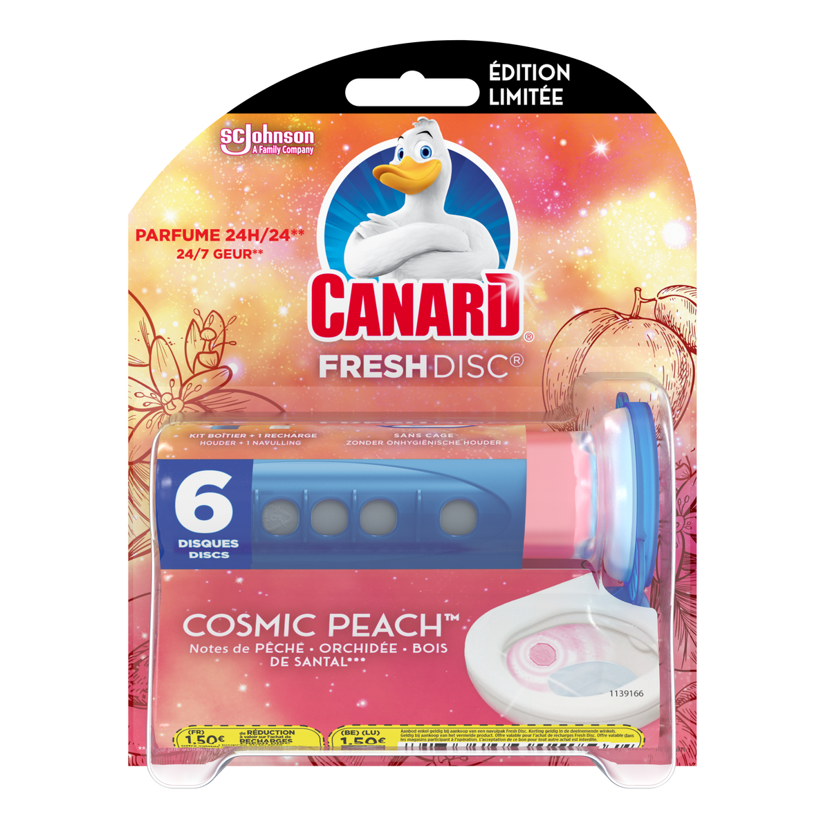 CANARD Fresh Disc disque WC fraîcheur cosmic peach 6 disques