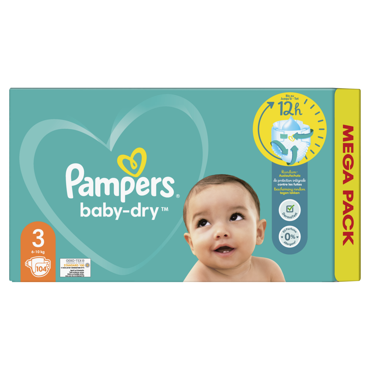 PAMPERS Baby-dry couche taille 3 ( 6-10kg ) 104 couches pas cher 