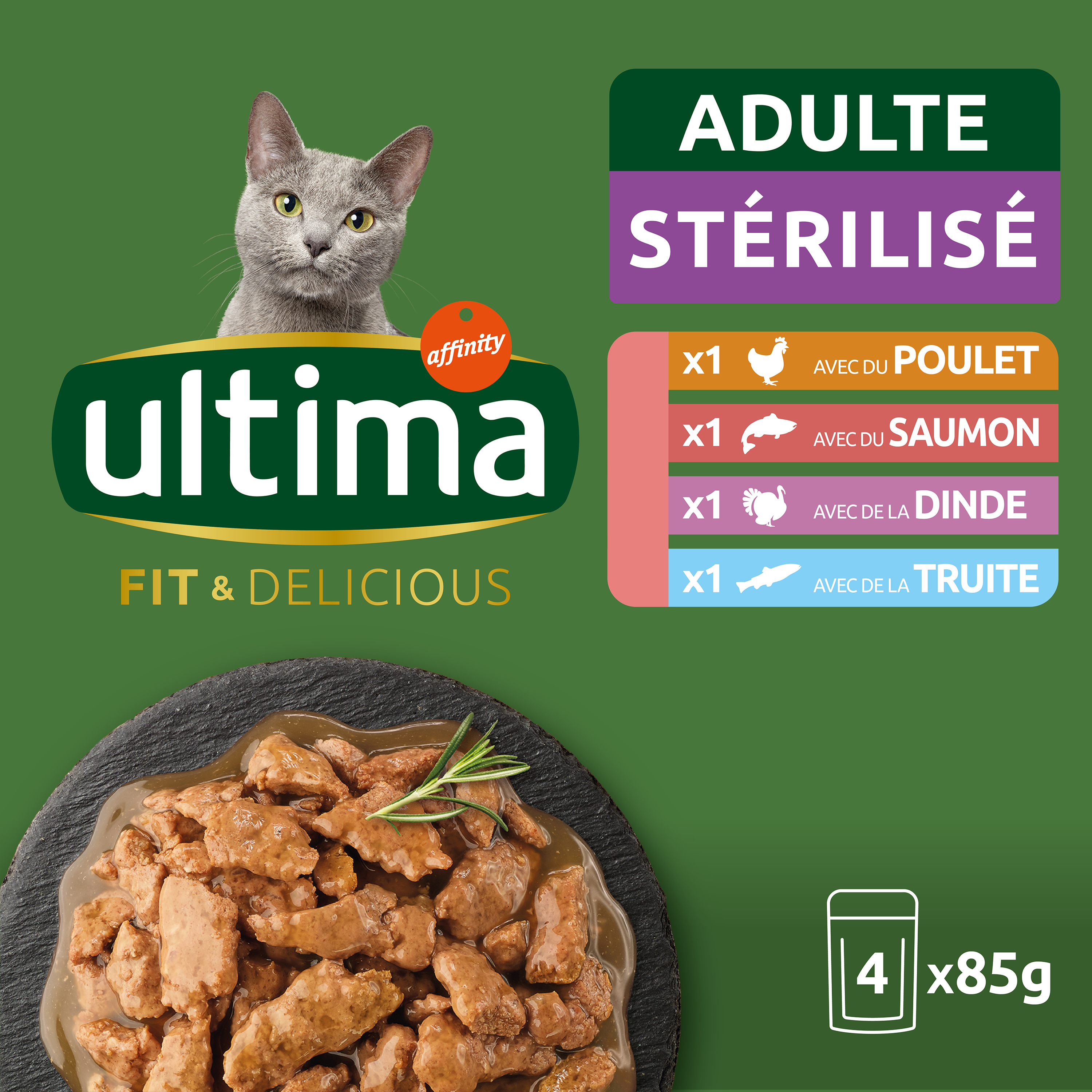 Pâtée pour chat Adulte stérilisé à la dinde & poulet sans céréales