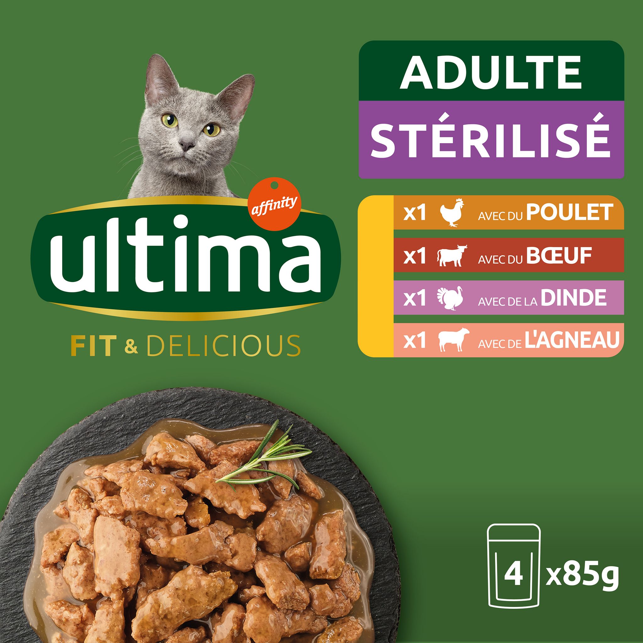 AUCHAN Adult sachets repas bouchées en sauce viandes pour chat 12x100g pas  cher 