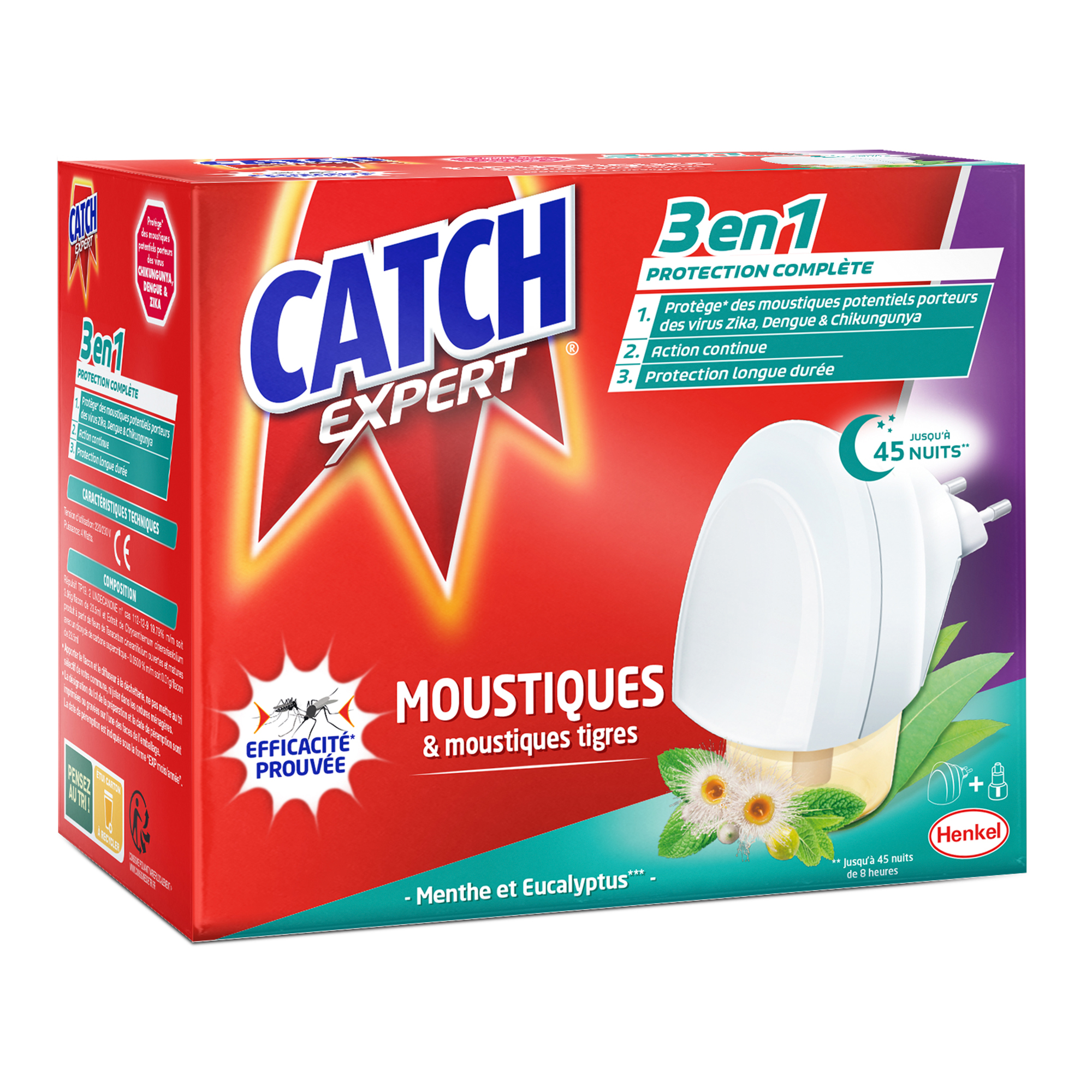 CATCH Recharge diffuseur électrique anti-moustiques & mouches efficace 45  nuits 1 recharge pas cher 