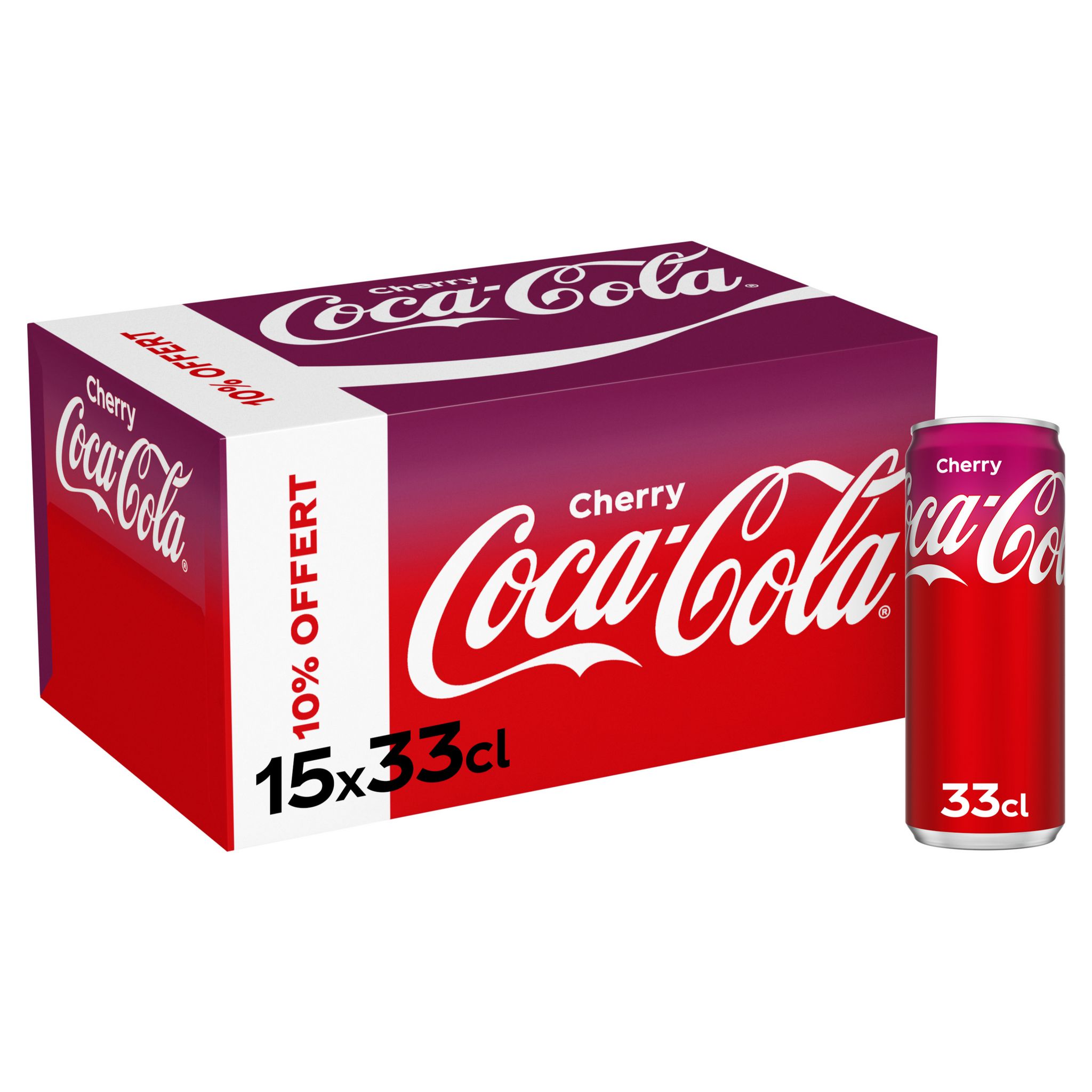 COCA-COLA Boisson gazeuse aux extraits végétaux arôme cerises boîtes  15x33cl pas cher 