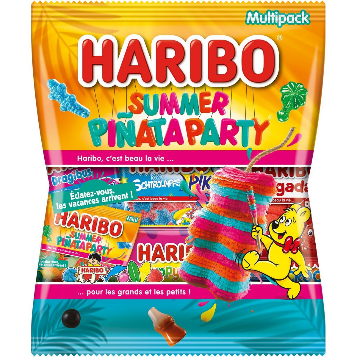 HARIBO Summer pinata party Assortiment de bonbons mini sachets 800g