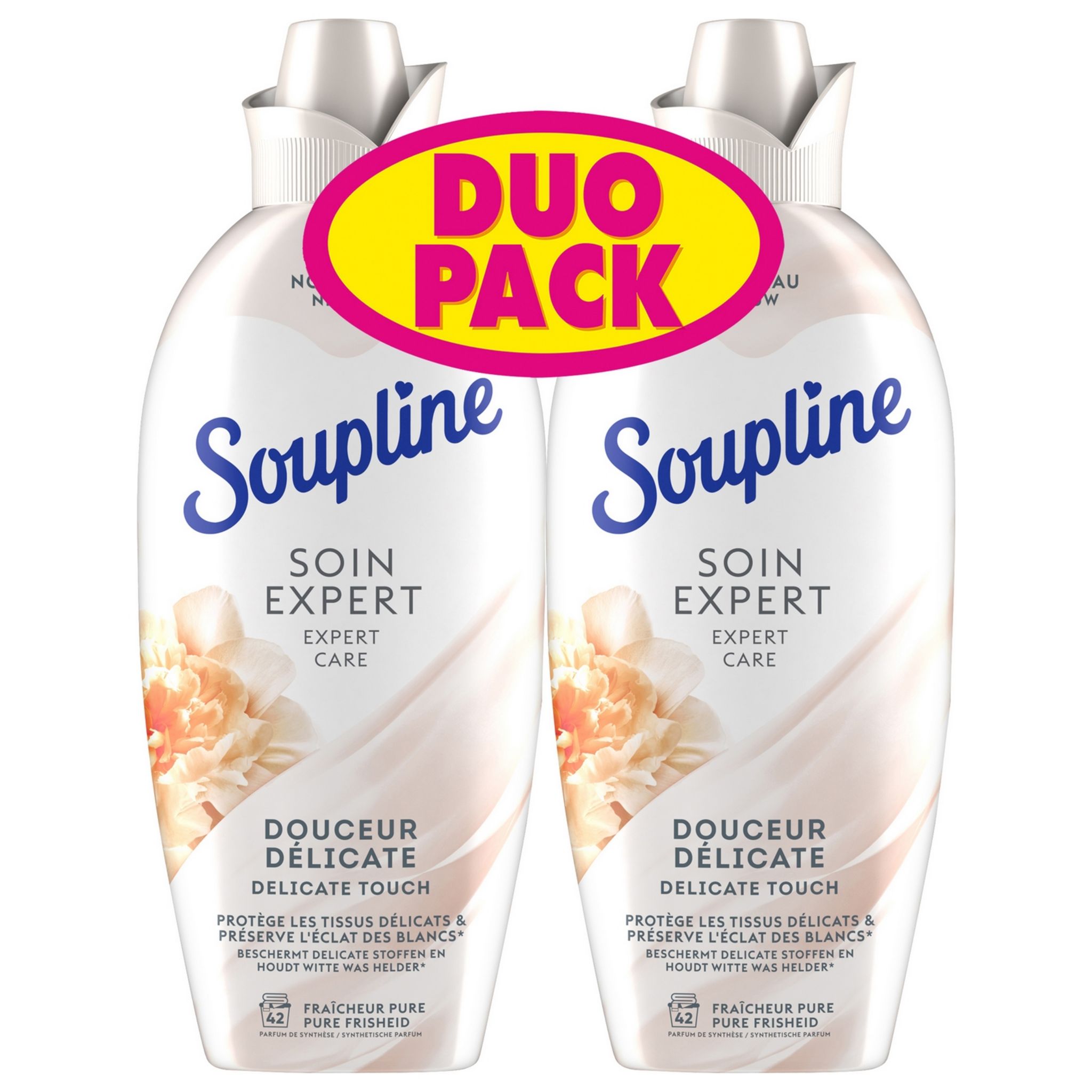 SOUPLINE Soin expert assouplissant concentré douceur délicate 2x42 lavages  1.08l pas cher 