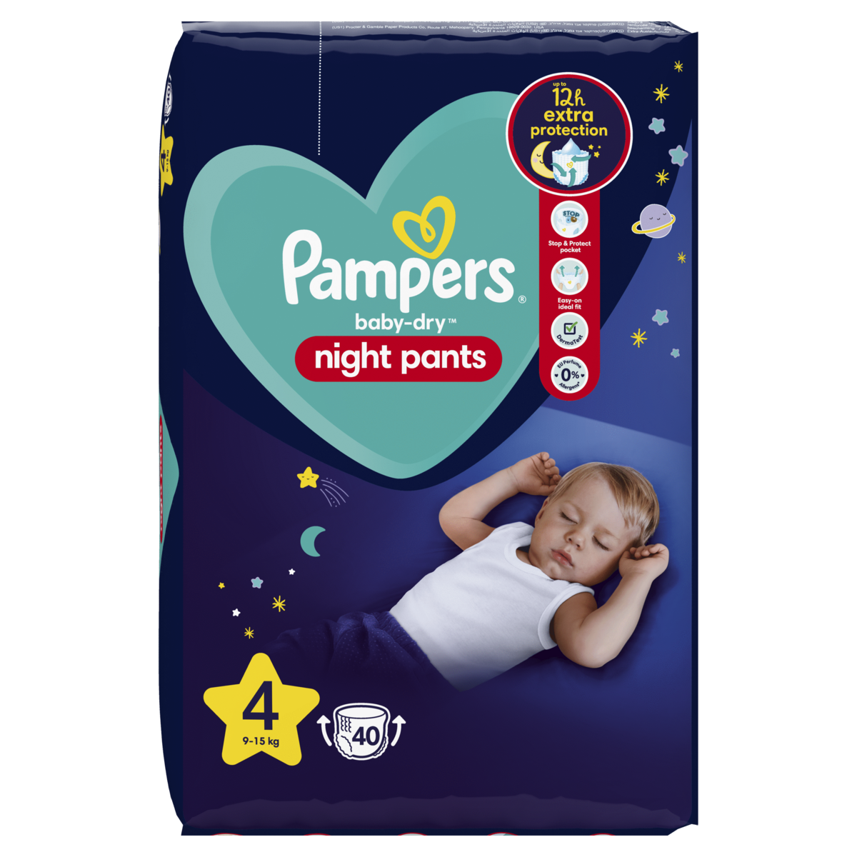 PAMPERS Baby-dry night couche-culotte taille 4 (9-15kg) 40 couches