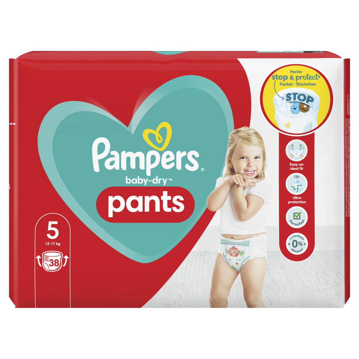 PAMPERS Baby-dry pants couches-culottes taille 5 (12-17kg) 38 couches pas  cher 