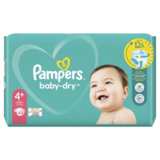 PAMPERS Baby-dry couches taille 4+ (10-15kg) jusqu'à 12h de protection 43 couches