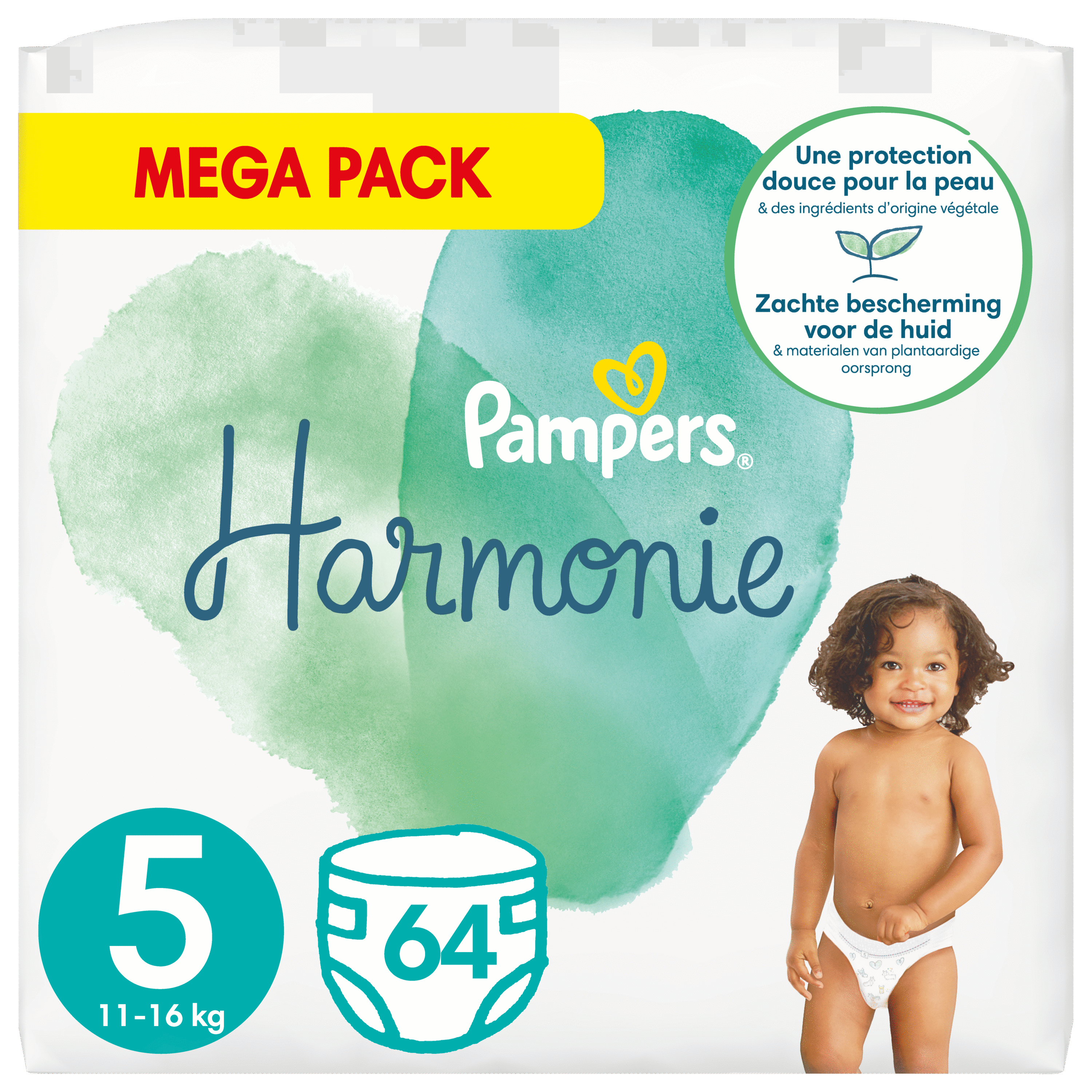 Pampers Couches Harmonie Taille 5 (11-16 kg), 152 Couches Bébé, Pack 1  Mois, 100% d'absorption & des Ingrédients d'origine végétale,  Hypoallergéniques, Maintenant avec Plus de Couches : : Bébé et  Puériculture