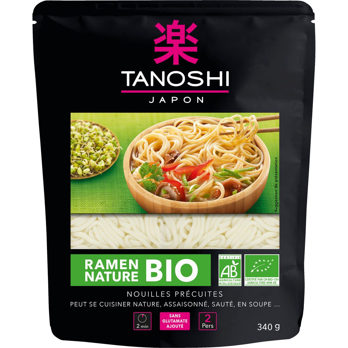 TANOSHI Japon nouilles précuites bio 2 personnes 340g pas cher 