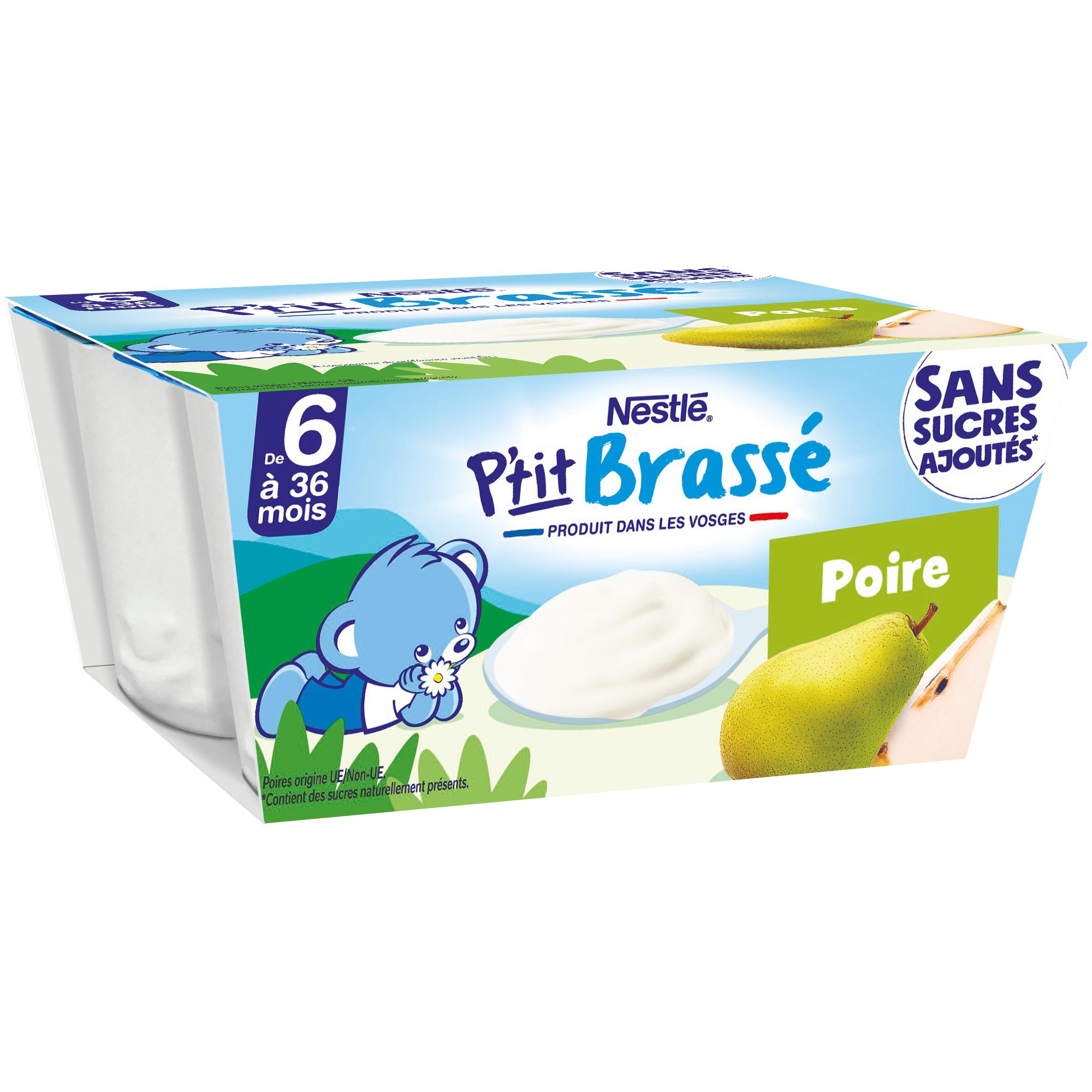 Nestlé Bébé P'tit Brassé BIO Nature San sucres ajoutés - Laitage