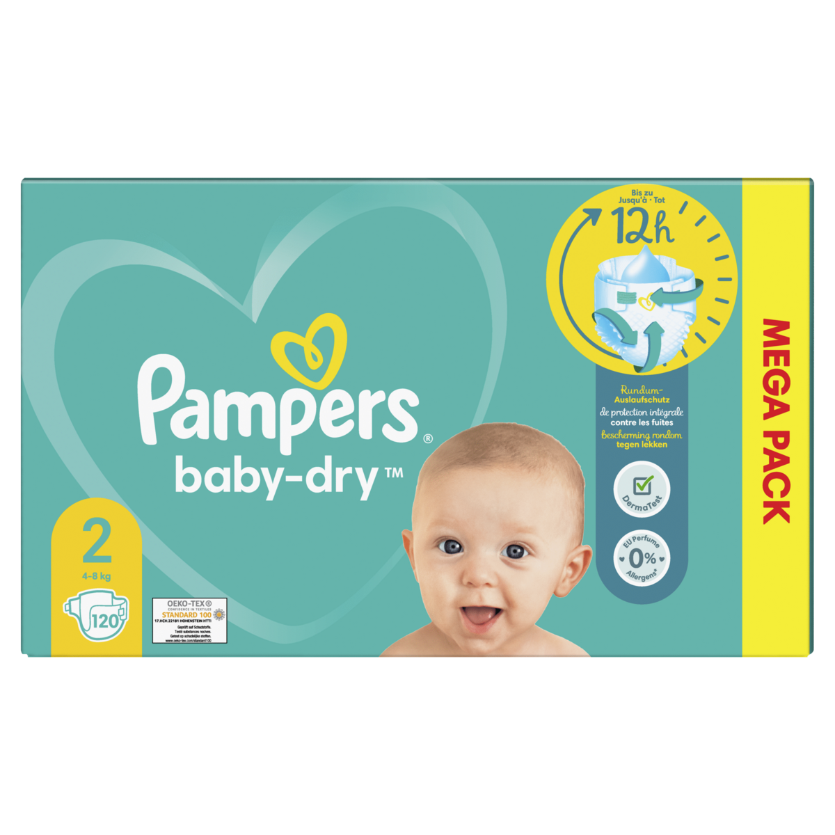 PAMPERS Baby-dry couches taille 2 (4-8kg) 120 couches pas cher