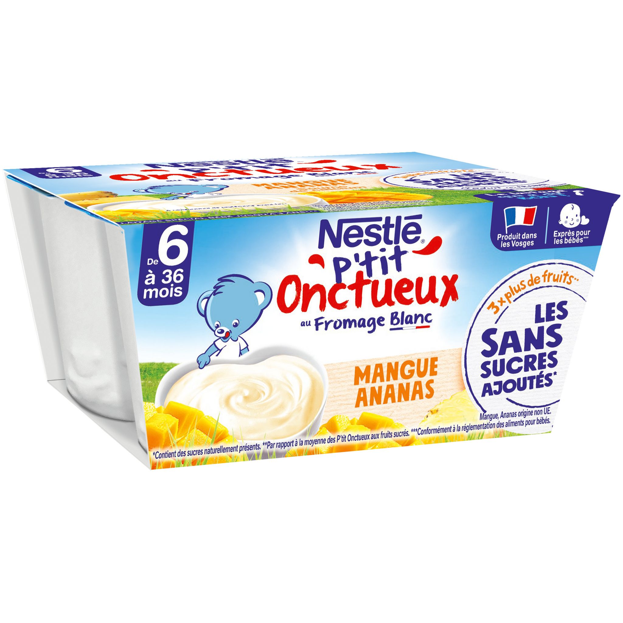 P'tit onctueux croissance abricot/mangue - dès 6 mois, Nestlé (6 x 60 g)