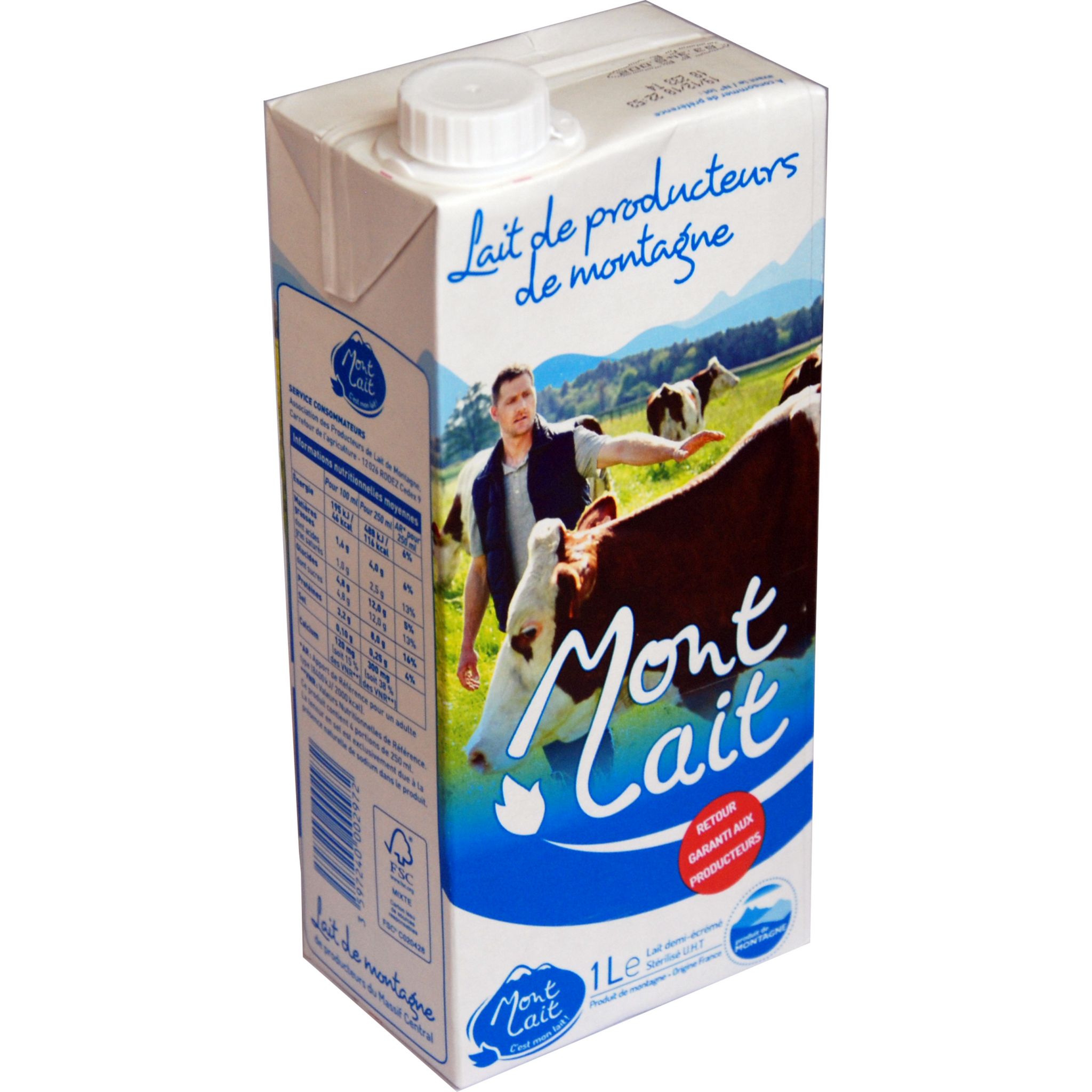 Lait demi écrémé stérilisé UHT