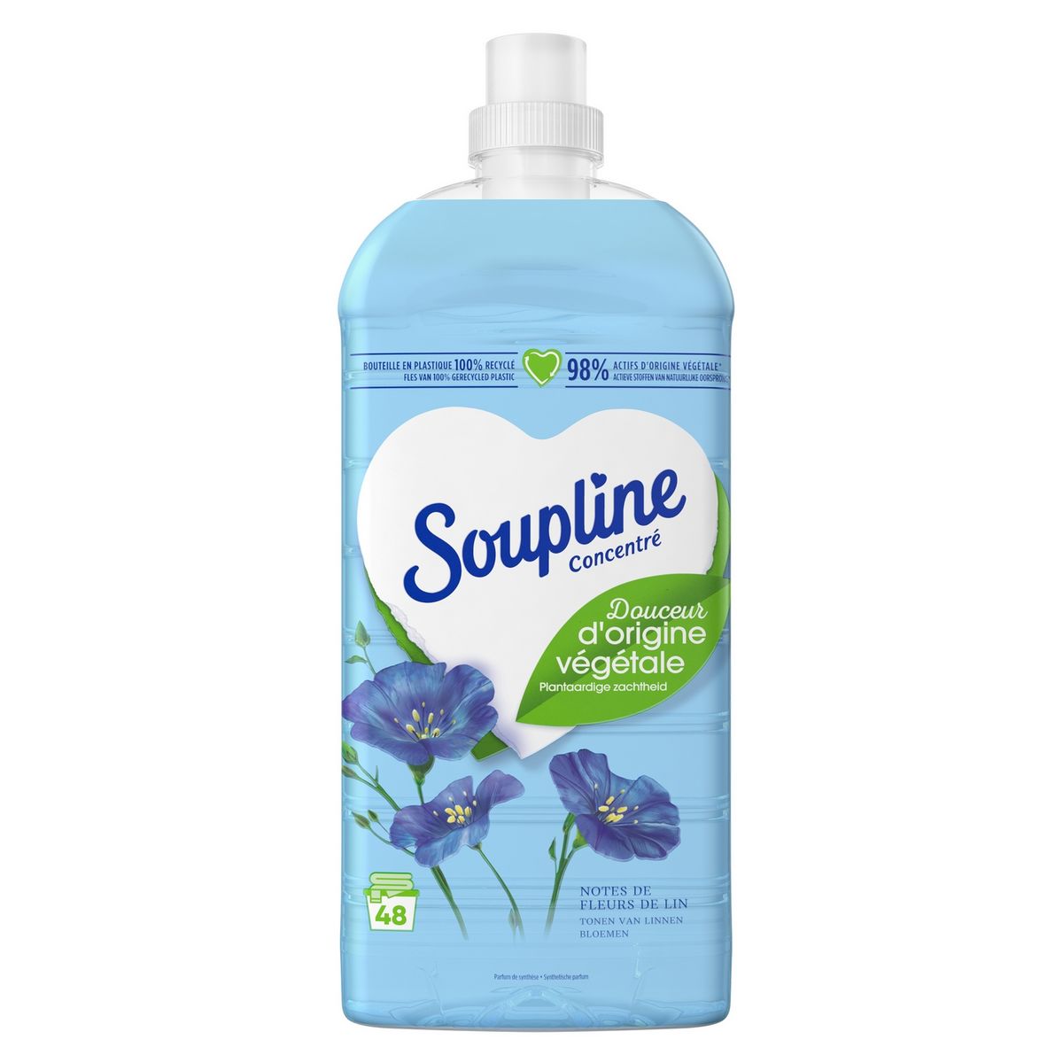 SOUPLINE Adoucissant liquide soin expert douceur délicate 52 lavages 1.2l  pas cher 