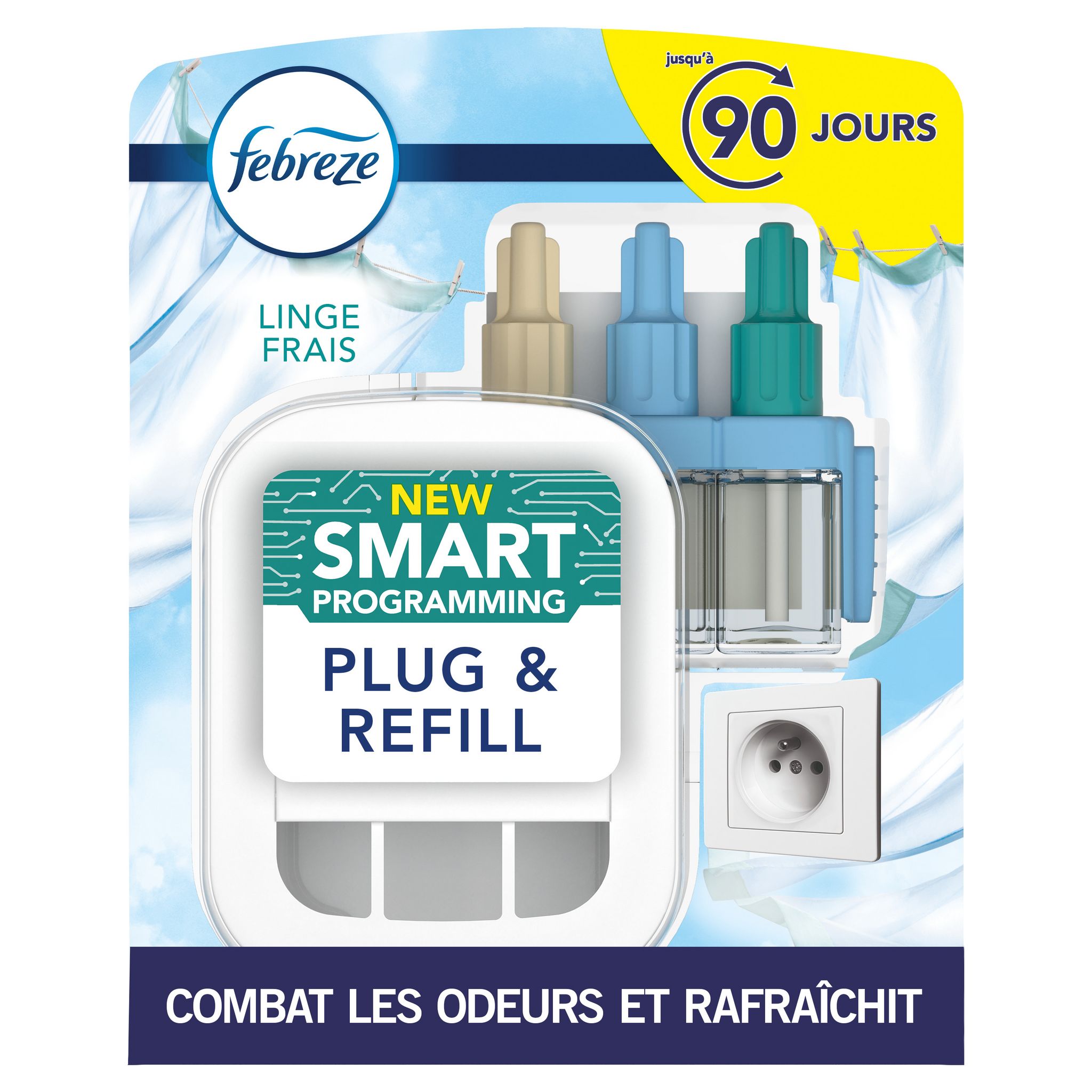 De Kamer bijwoord boot FEBREZE Smart diffuseur électrique et recharge 3volution linge frais  efficace 90 jours 1 diffuseur + 20ml pas cher - Auchan.fr