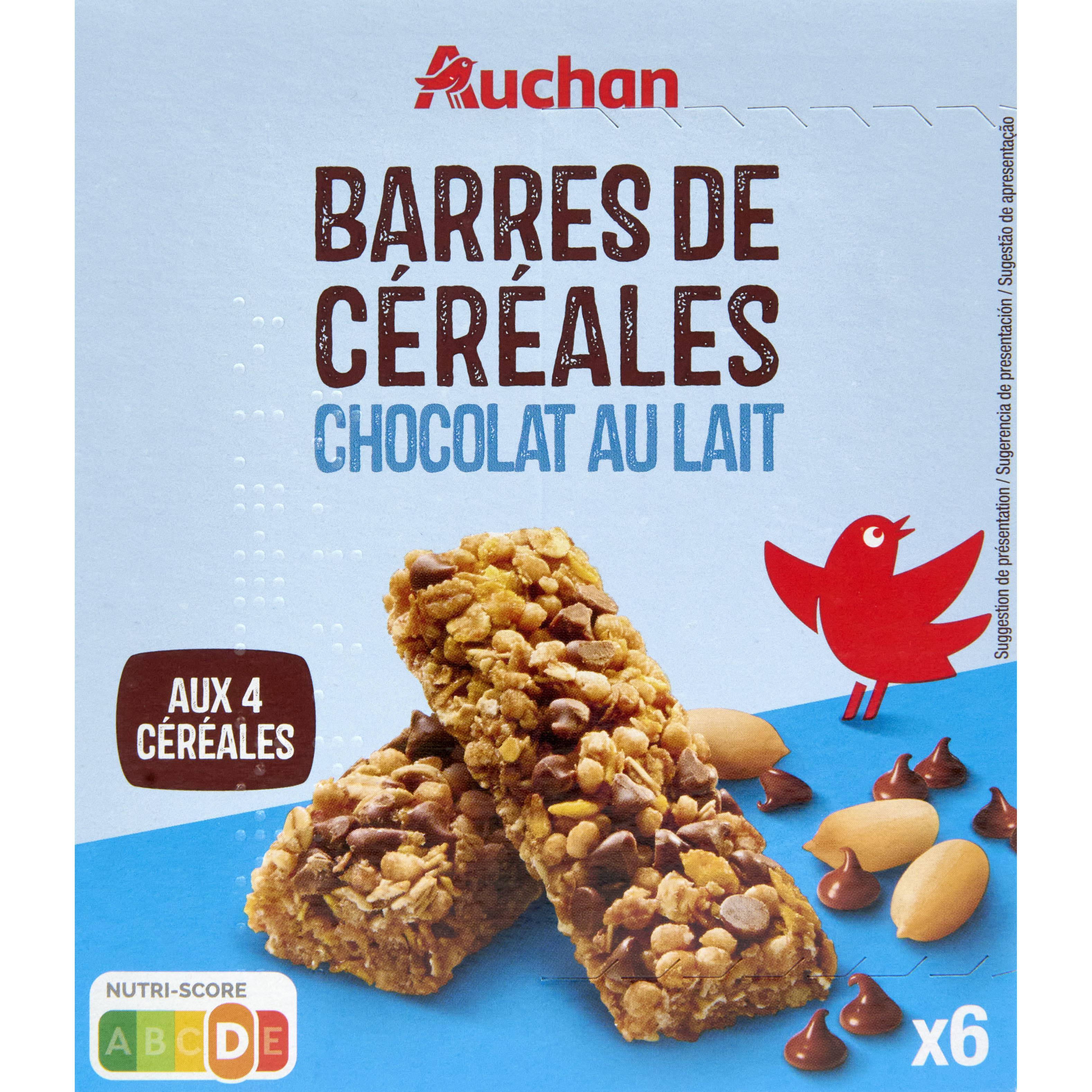 AUCHAN MIEUX VIVRE Barre de céréales avec pépites de chocolat sans