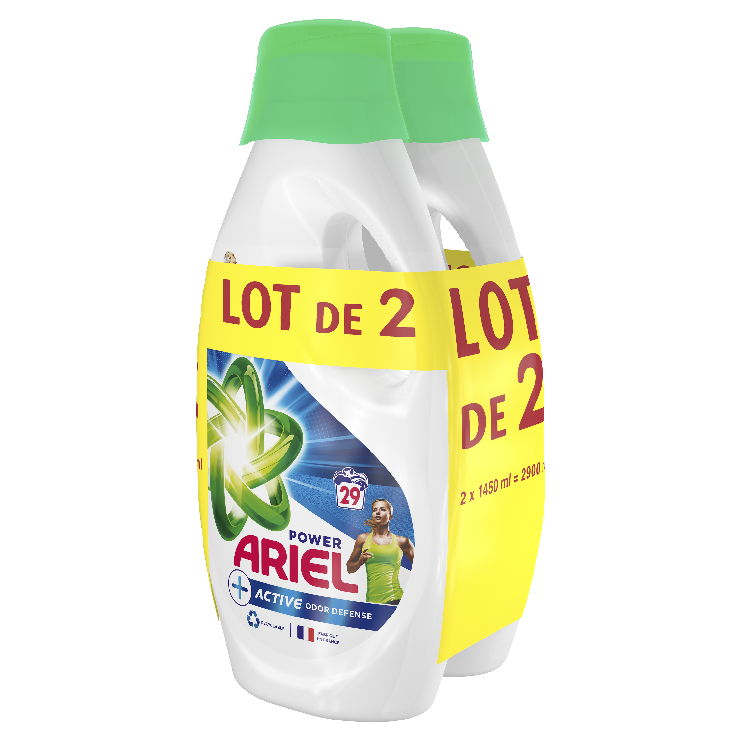 Lessive Liquide Active+ Odor Defense ARIEL : le bidon de 990mL à