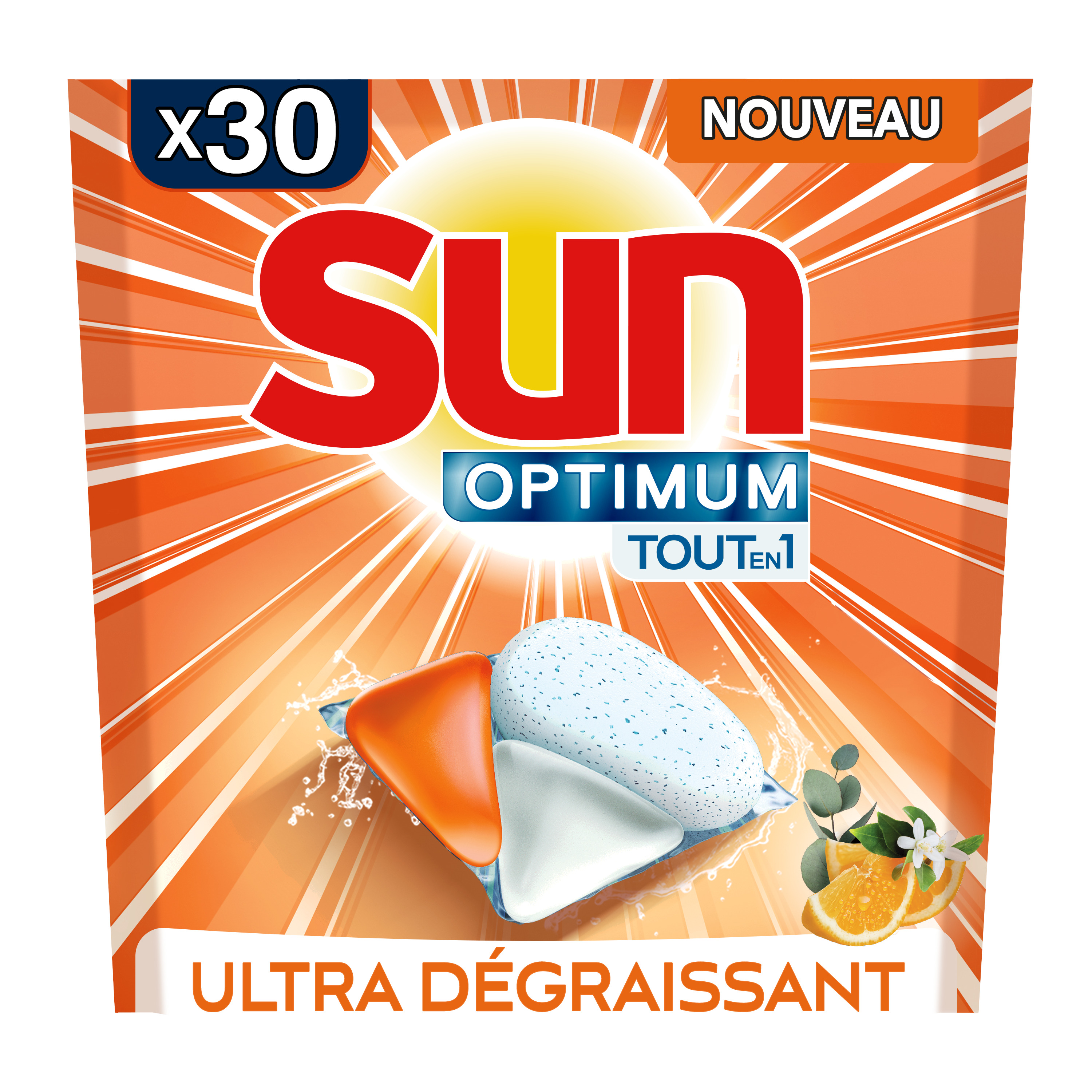 Sun Capsules Lave-Vaisselle Optimum Pure Tout En 1 Citron Savon de  Marseille & Fleur d'Oranger x28, Vaisselle éclatante, Ingrédients Naturels