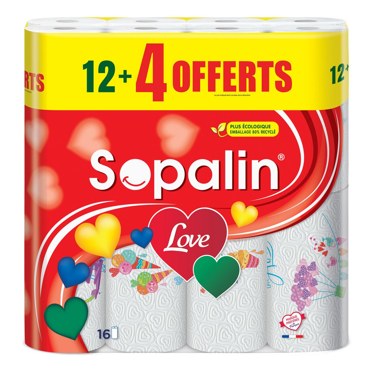 SOPALIN Essuie tout décoré 12+4 offerts pas cher 