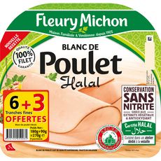 FLEURY MICHON Blanc de poulet sans nitrite halal 6 tranches +3 offertes 270g